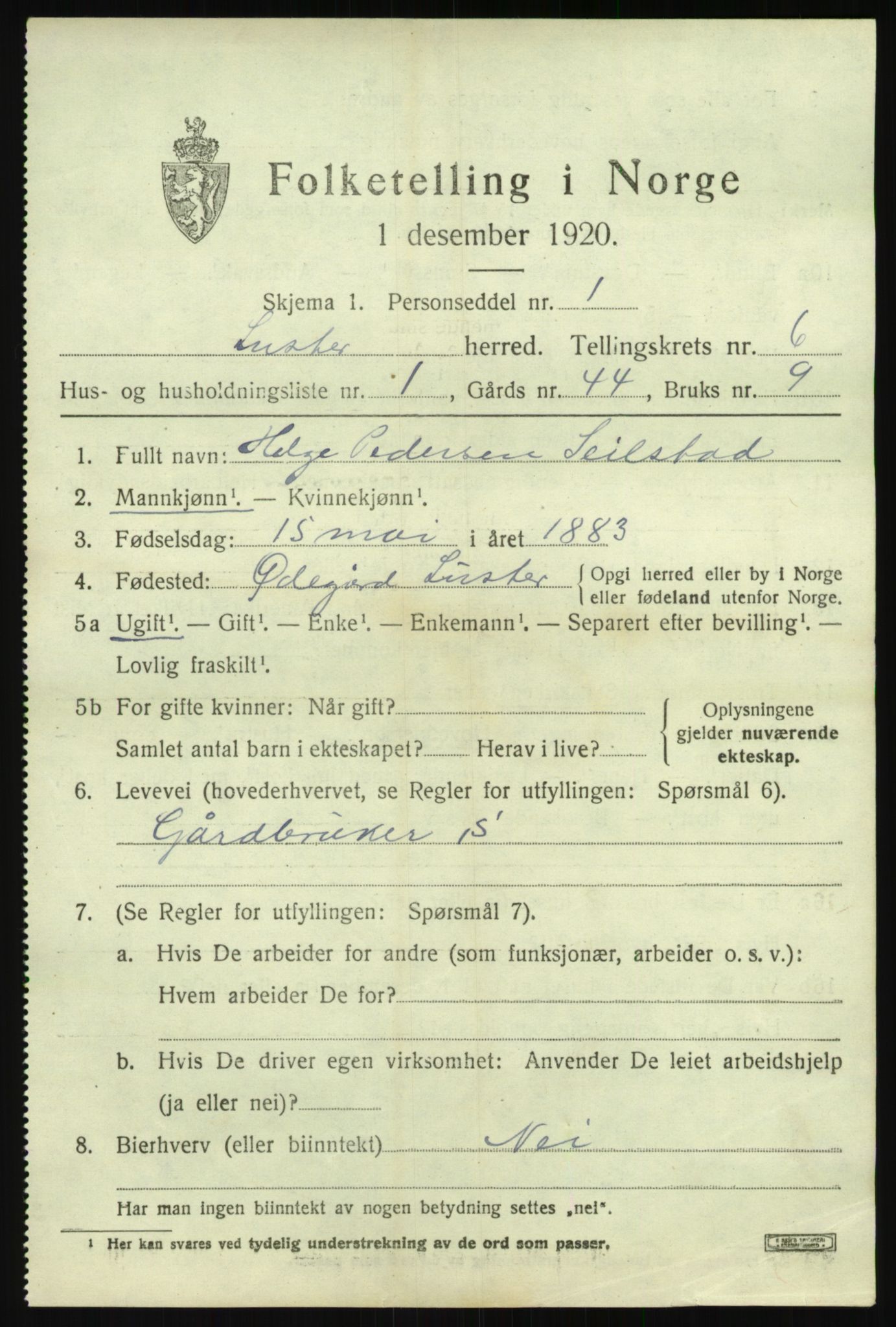 SAB, 1920 census for Luster, 1920, p. 3210