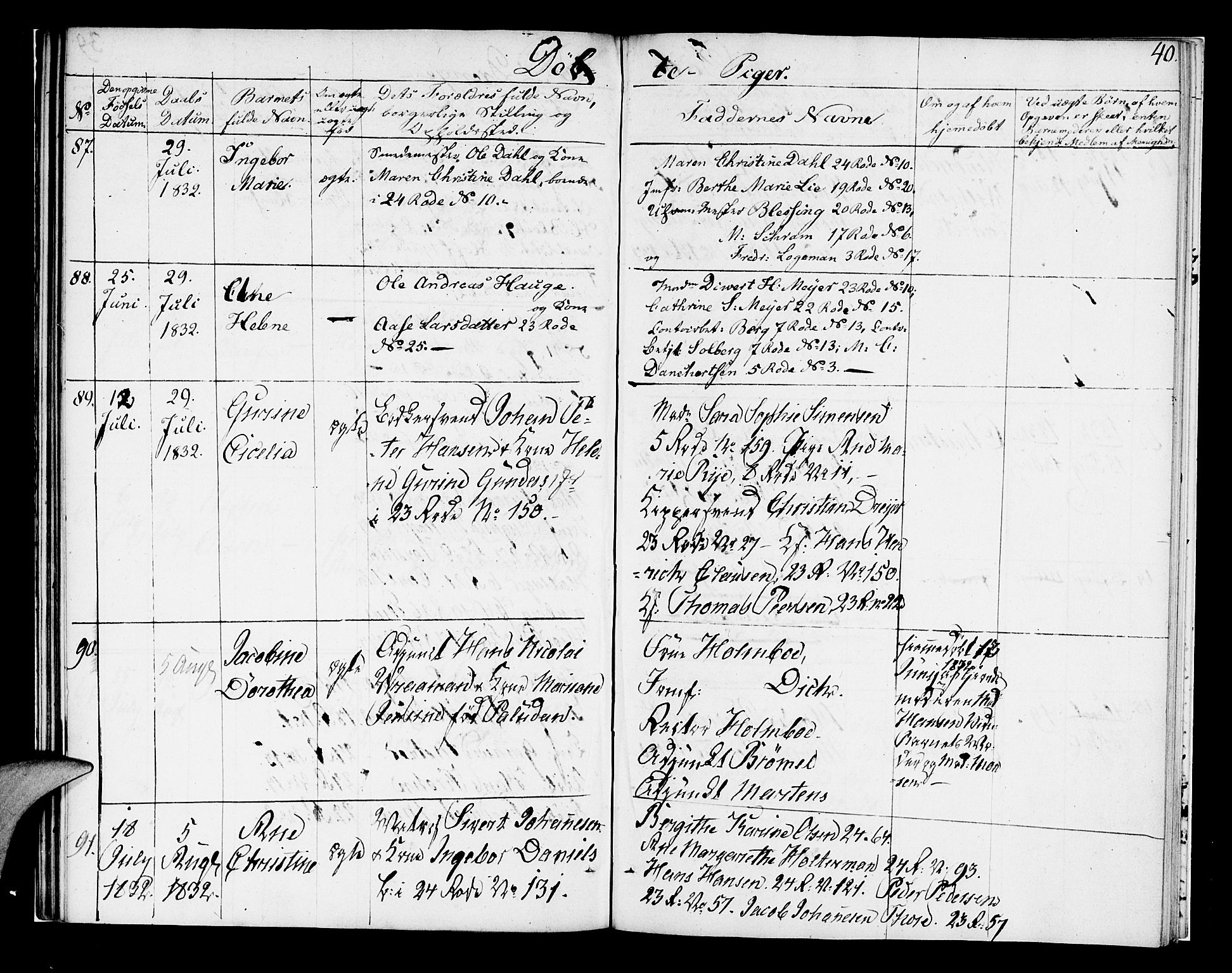 Korskirken sokneprestembete, AV/SAB-A-76101/H/Hab: Parish register (copy) no. A 2, 1820-1832, p. 40