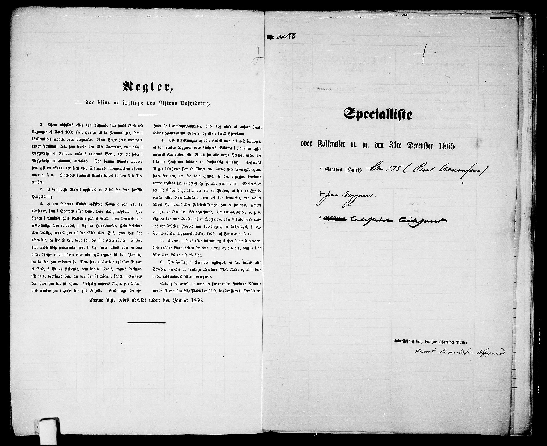 RA, 1865 census for Vestre Moland/Lillesand, 1865, p. 325