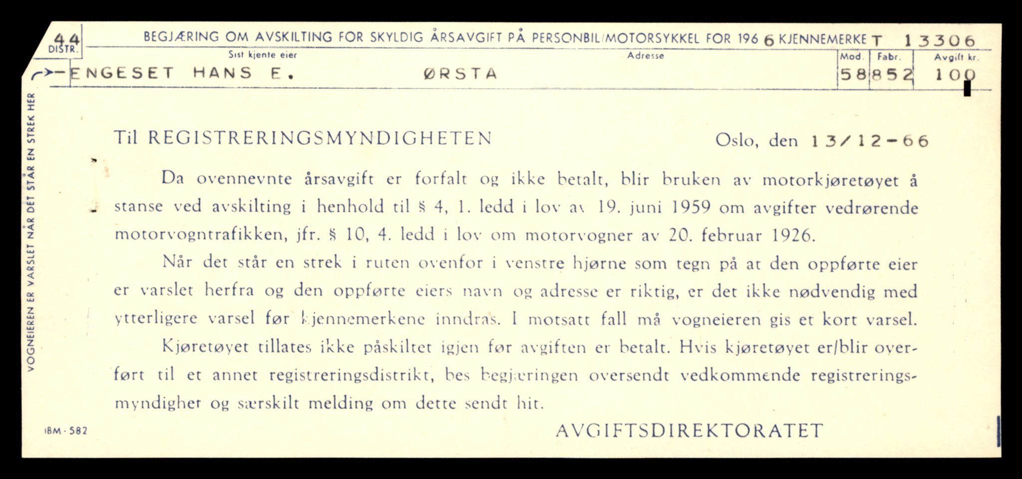 Møre og Romsdal vegkontor - Ålesund trafikkstasjon, AV/SAT-A-4099/F/Fe/L0038: Registreringskort for kjøretøy T 13180 - T 13360, 1927-1998, p. 2191