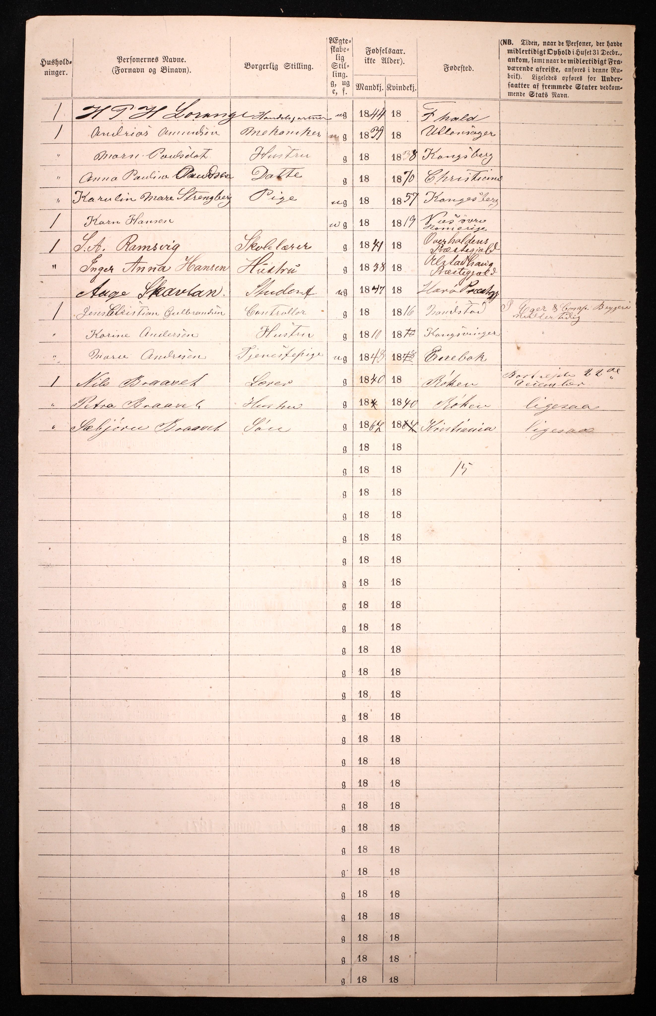 RA, 1870 census for 0301 Kristiania, 1870, p. 203