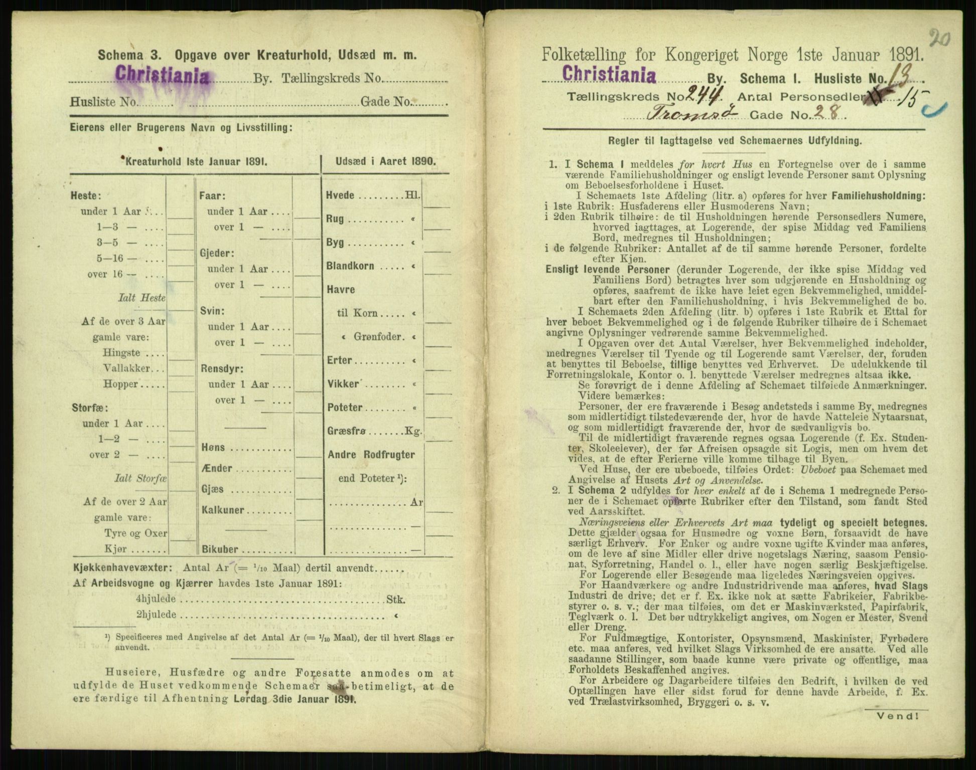 RA, 1891 census for 0301 Kristiania, 1891, p. 148424