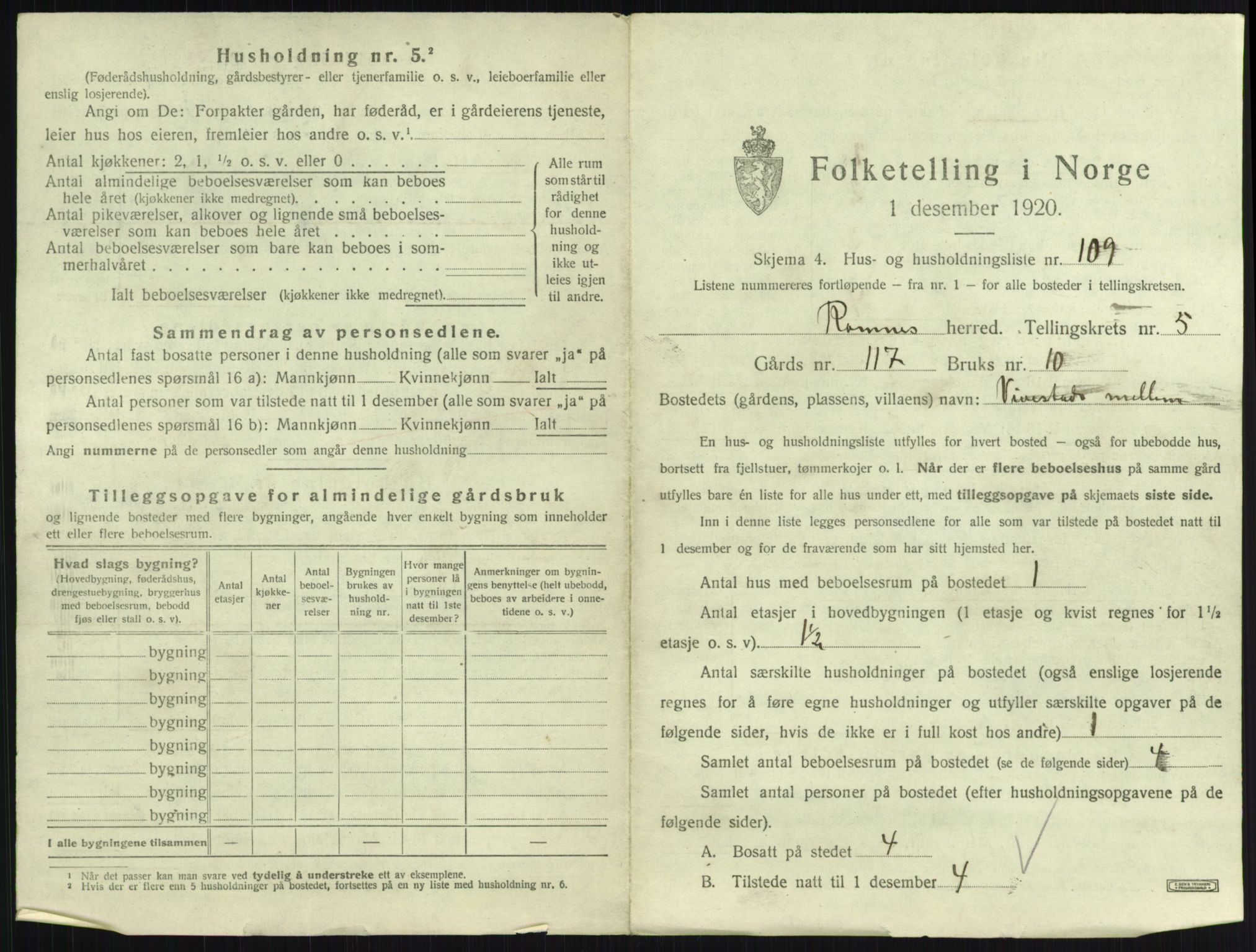 SAKO, 1920 census for Ramnes, 1920, p. 943