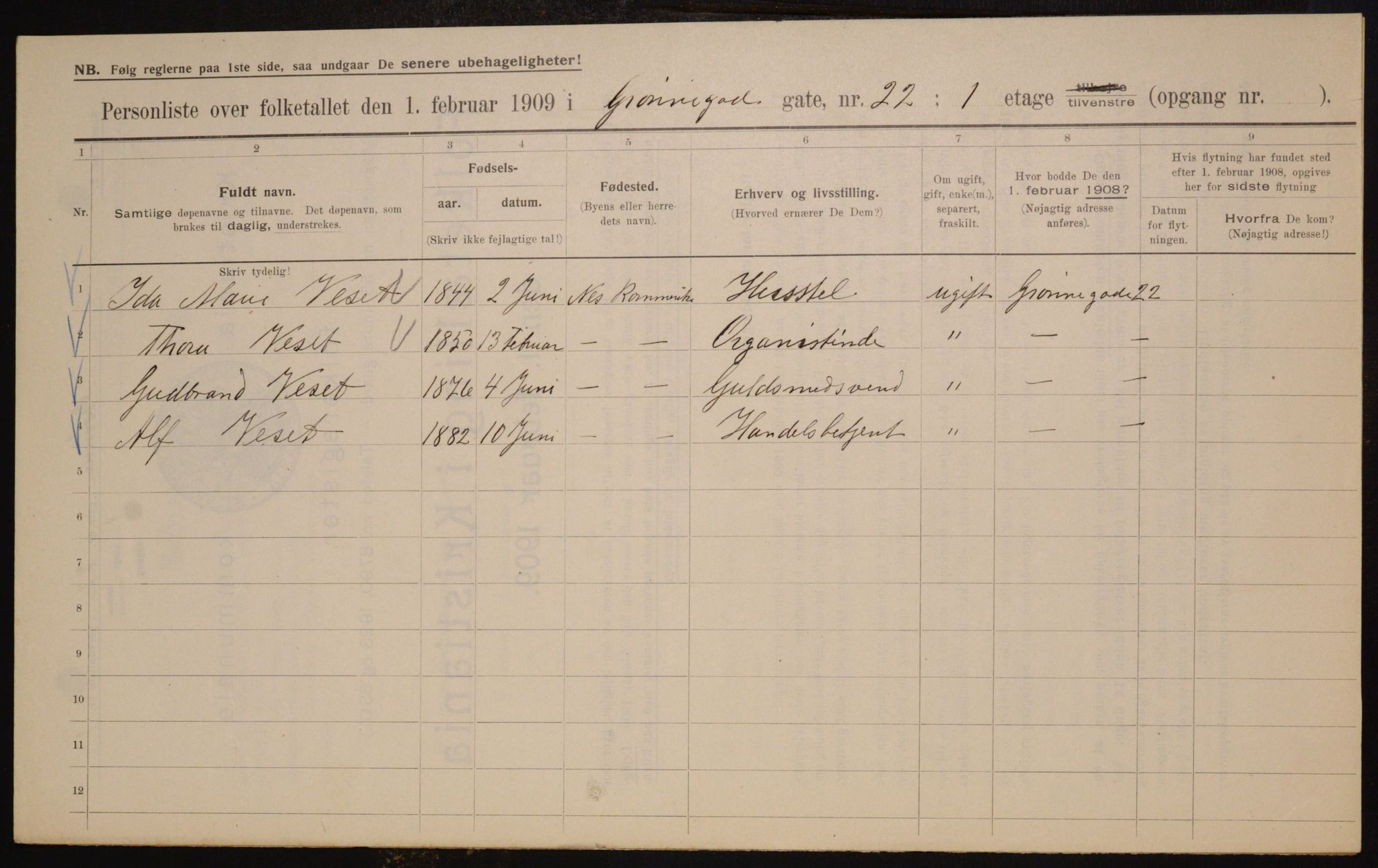 OBA, Municipal Census 1909 for Kristiania, 1909, p. 29527