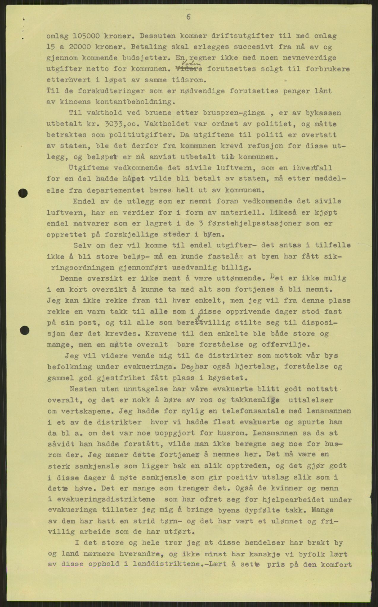 Forsvaret, Forsvarets krigshistoriske avdeling, AV/RA-RAFA-2017/Y/Ya/L0014: II-C-11-31 - Fylkesmenn.  Rapporter om krigsbegivenhetene 1940., 1940, p. 398