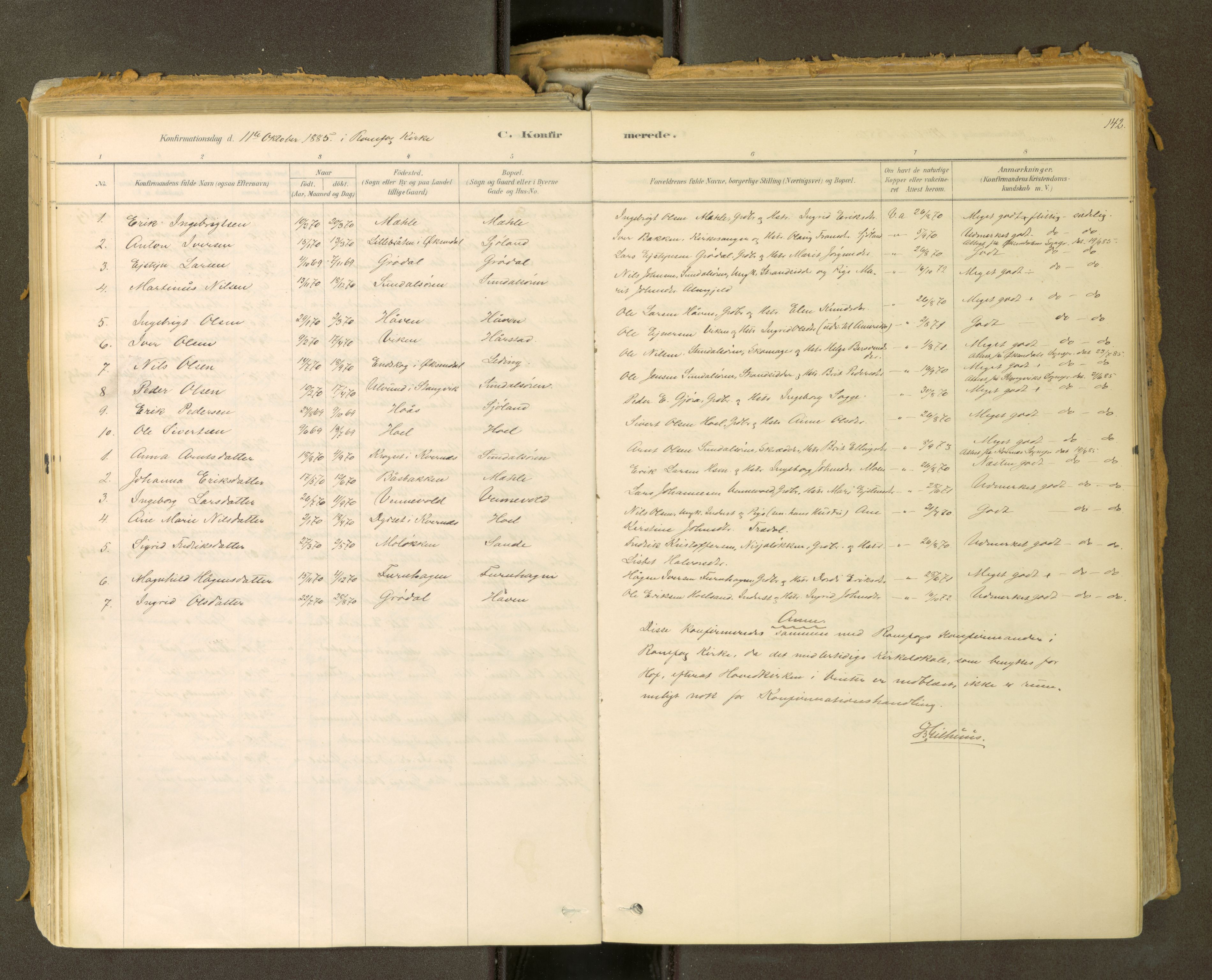 Sunndal sokneprestkontor, SAT/A-1085/1/I/I1/I1a: Parish register (official) no. 2, 1877-1914, p. 142