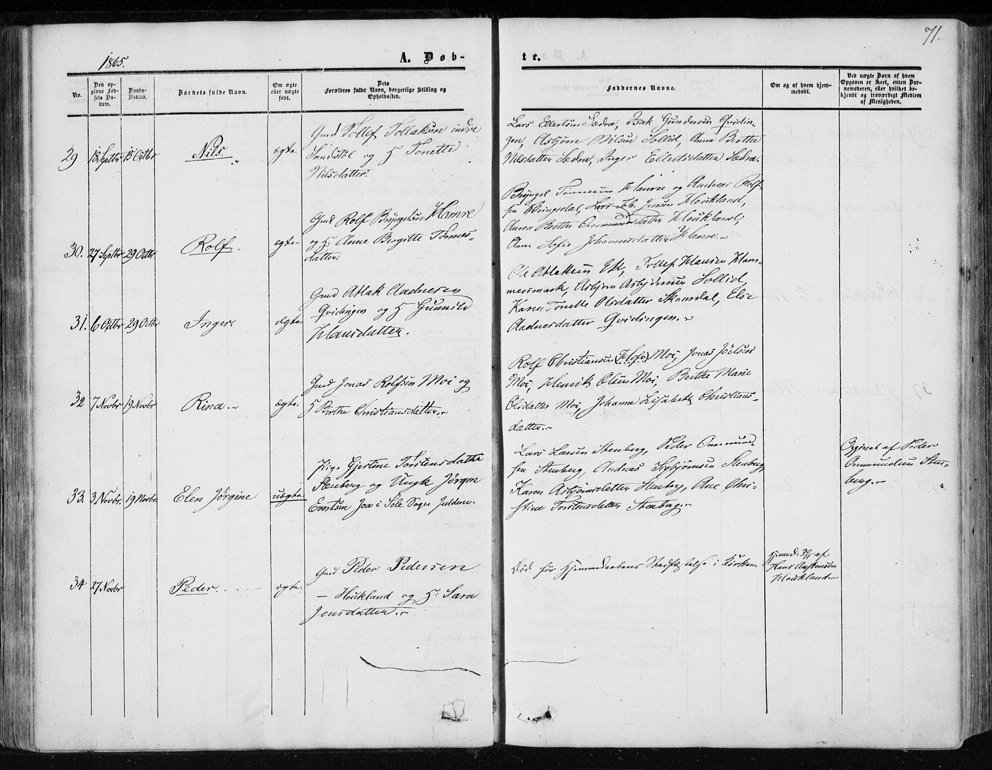 Lund sokneprestkontor, AV/SAST-A-101809/S06/L0009: Parish register (official) no. A 8, 1853-1877, p. 71