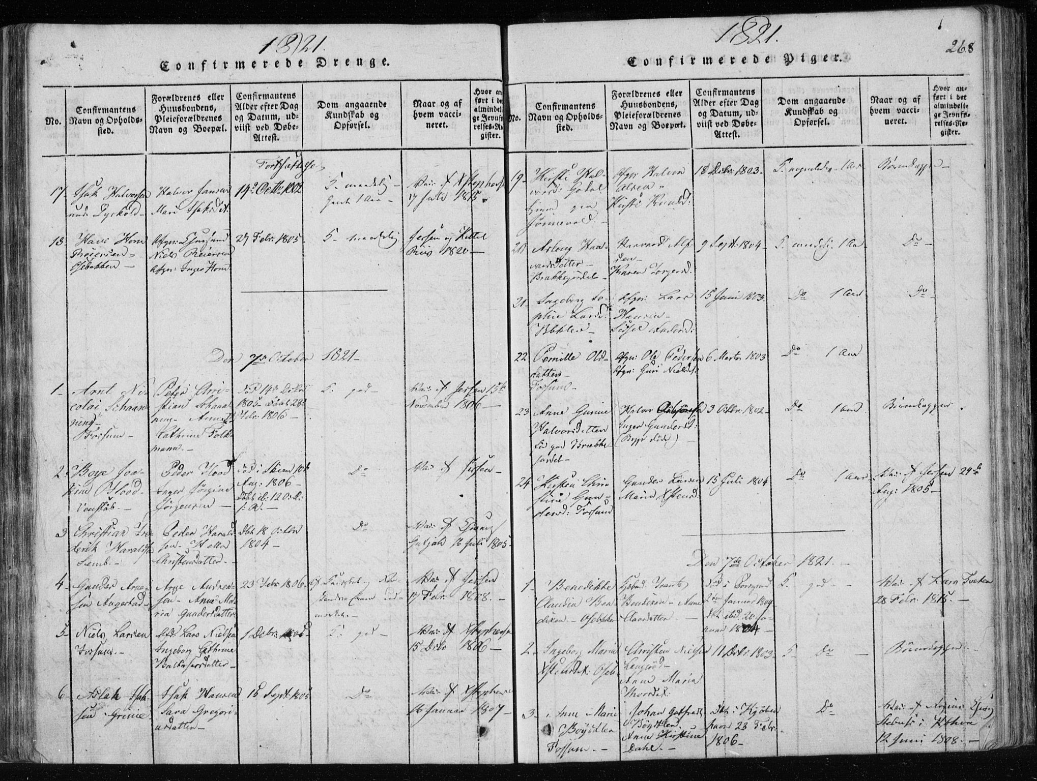 Gjerpen kirkebøker, SAKO/A-265/F/Fa/L0004: Parish register (official) no. I 4, 1814-1823, p. 268