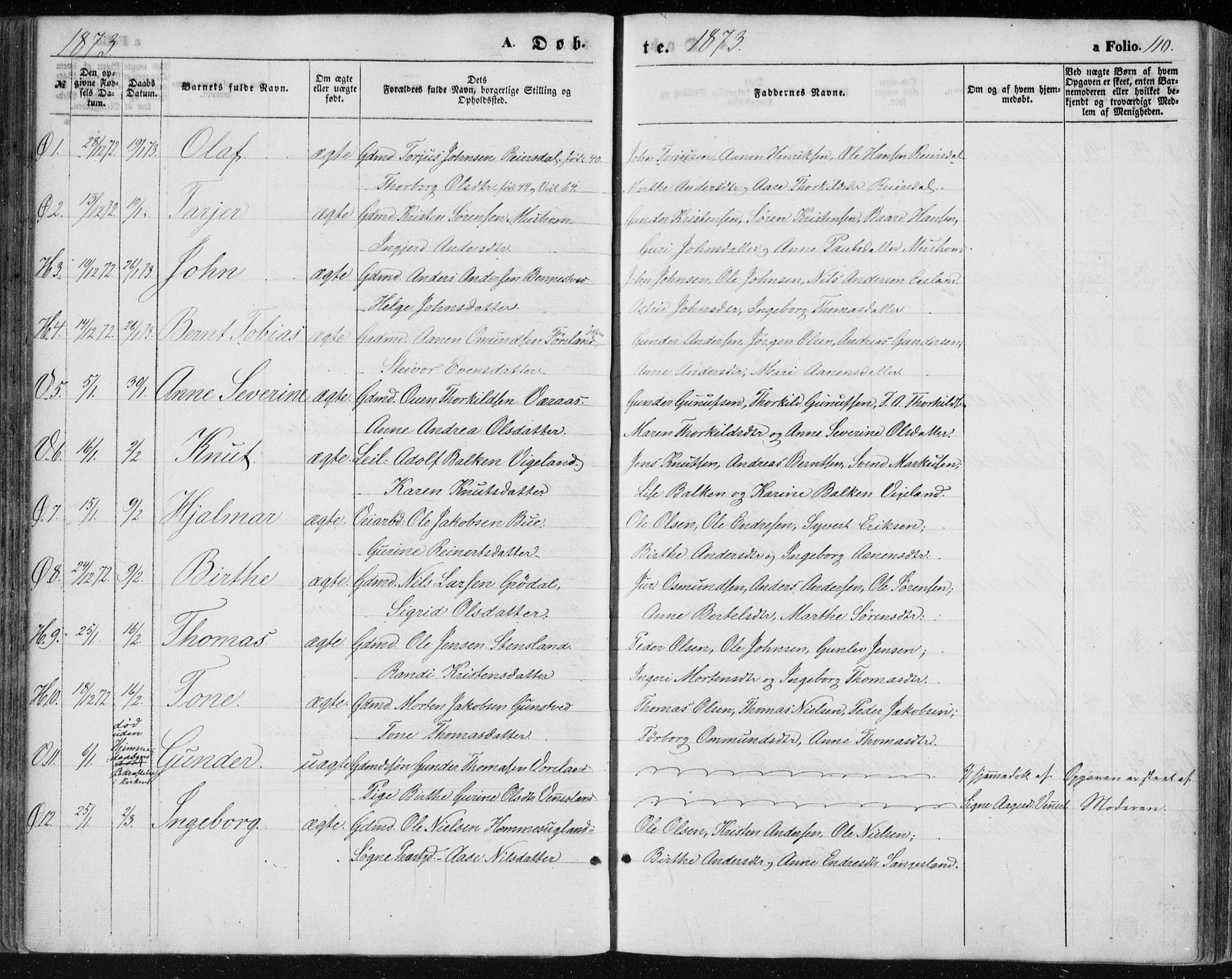 Vennesla sokneprestkontor, AV/SAK-1111-0045/Fa/Fac/L0007: Parish register (official) no. A 7, 1855-1873, p. 110