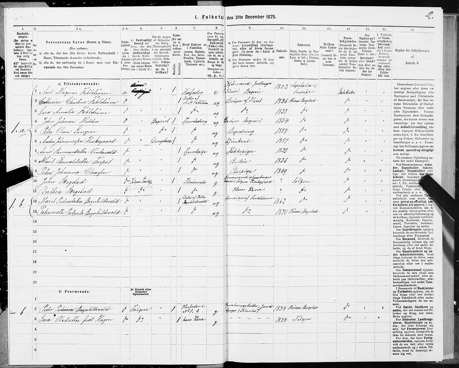 SAT, 1875 census for 1640P Røros, 1875, p. 1002