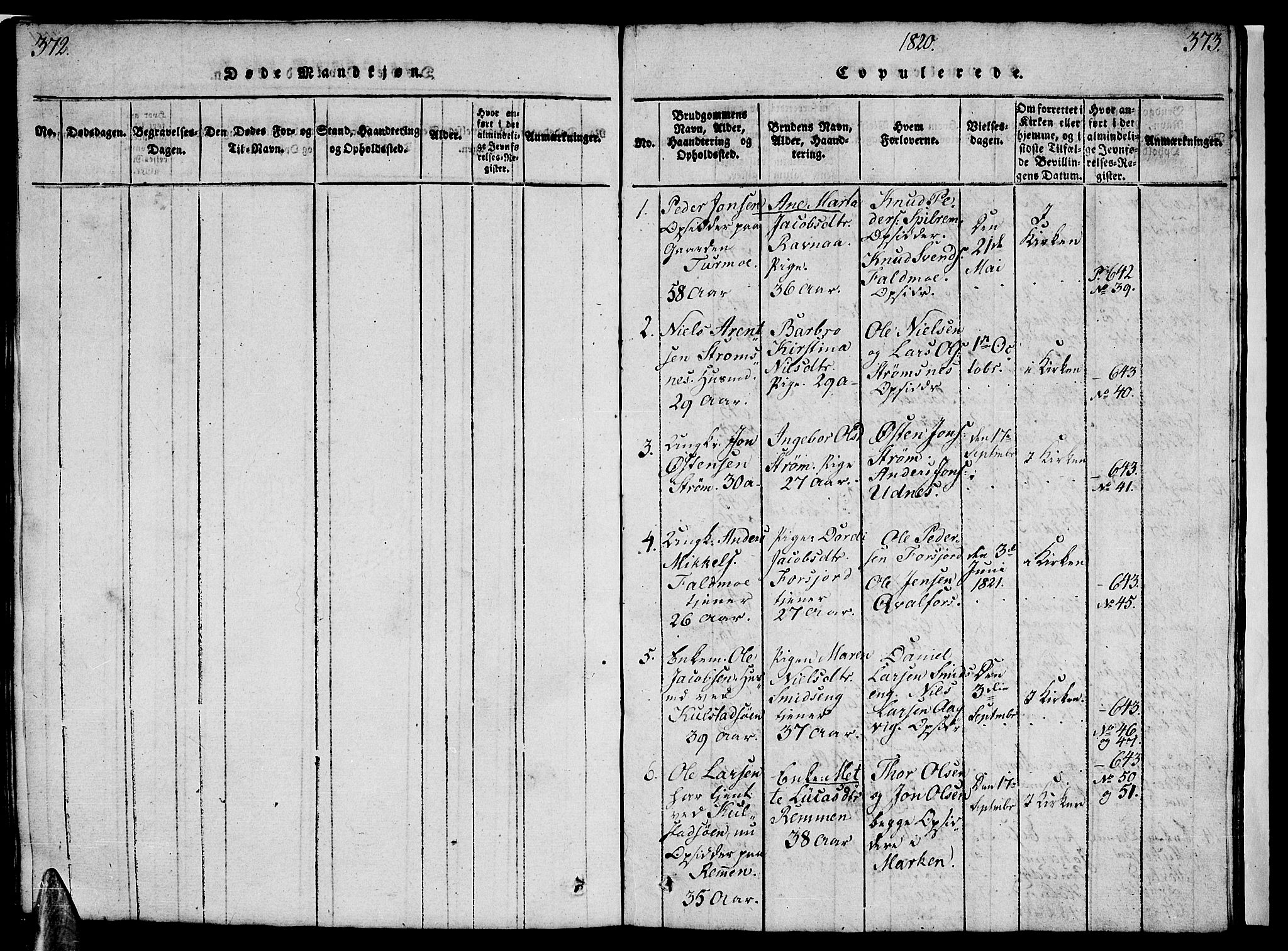 Ministerialprotokoller, klokkerbøker og fødselsregistre - Nordland, AV/SAT-A-1459/820/L0299: Parish register (copy) no. 820C01, 1820-1825, p. 372-373