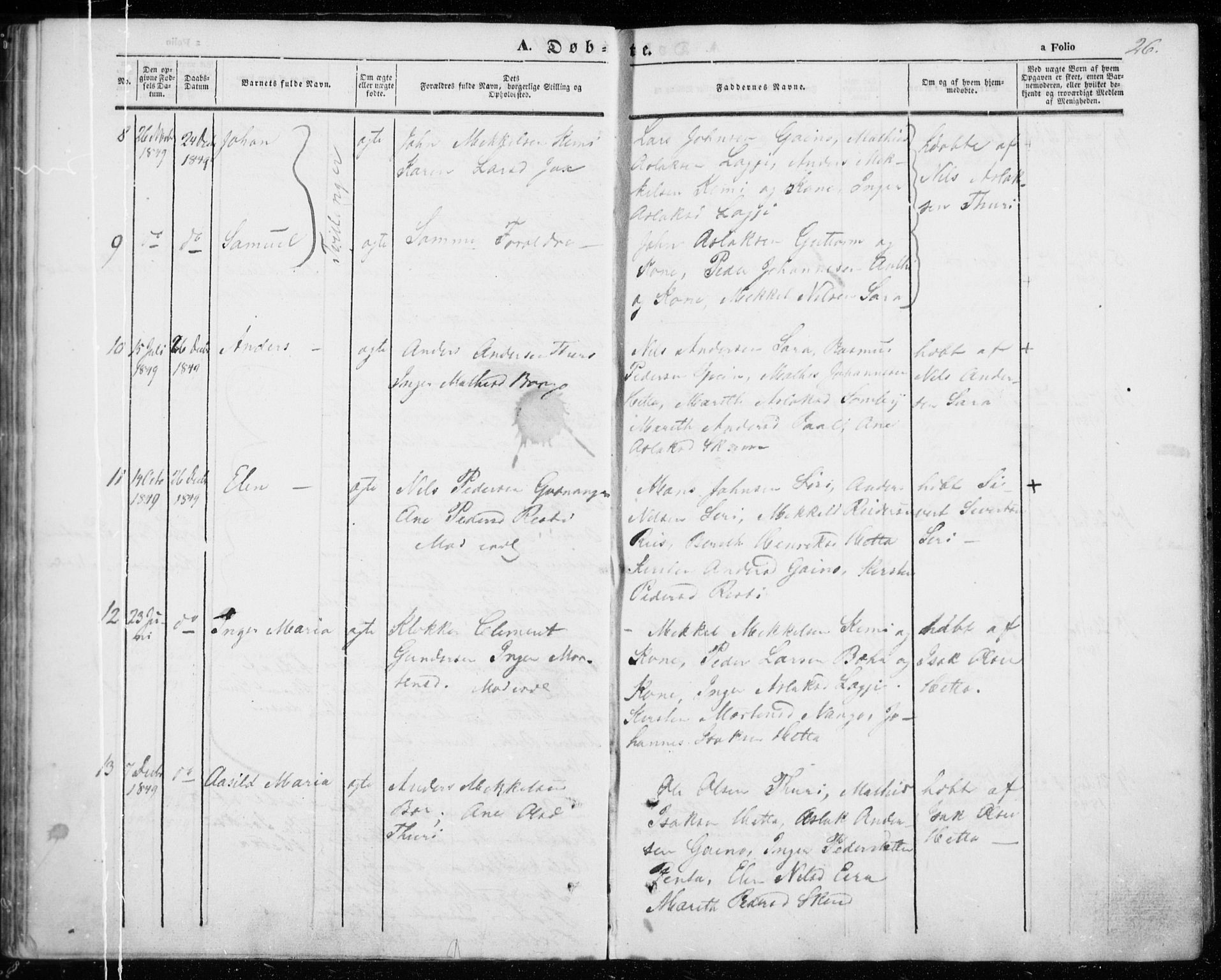 Kautokeino sokneprestembete, AV/SATØ-S-1340/H/Ha/L0002.kirke: Parish register (official) no. 2, 1843-1861, p. 26