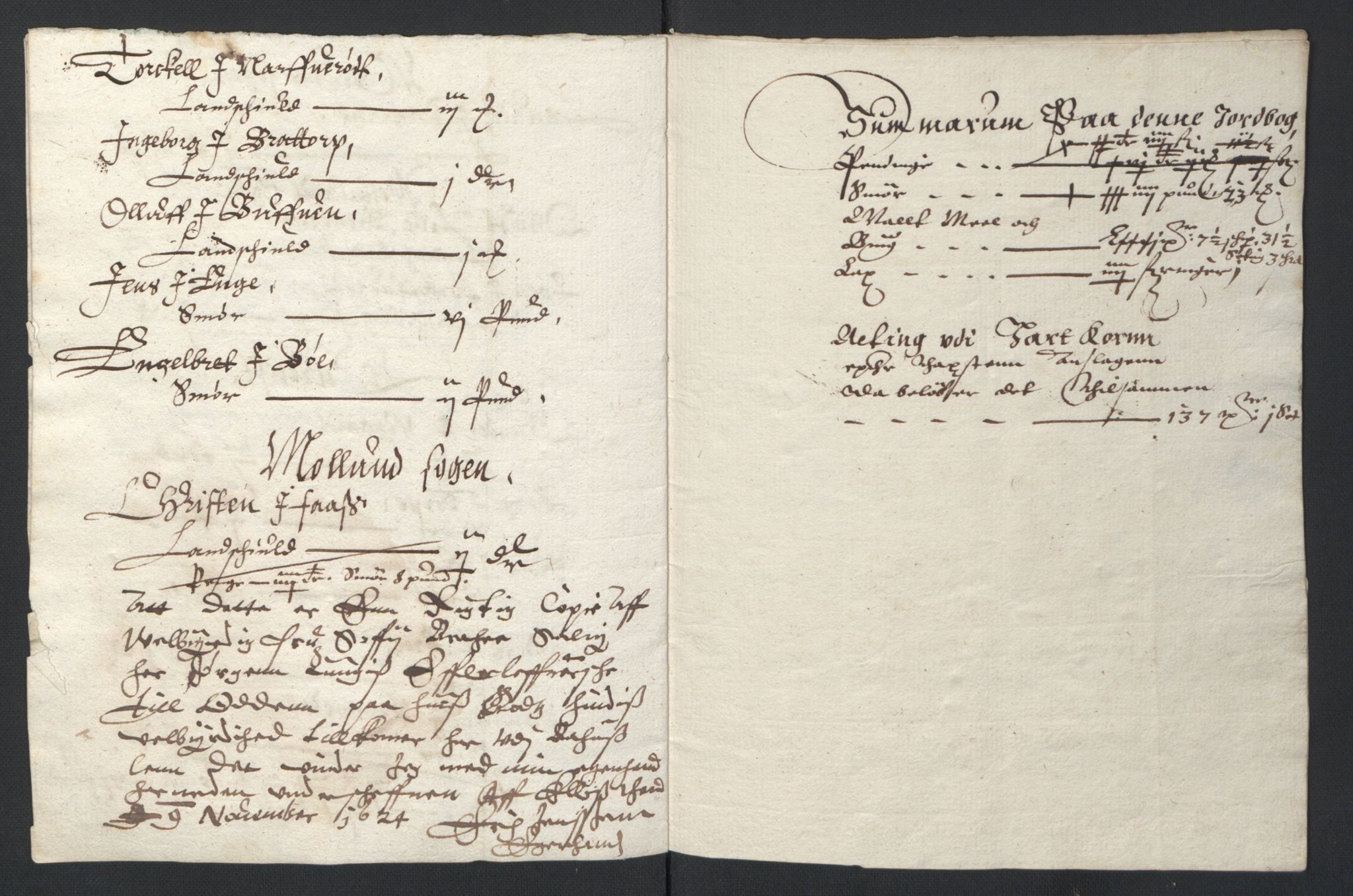 Stattholderembetet 1572-1771, AV/RA-EA-2870/Ek/L0007/0001: Jordebøker til utlikning av rosstjeneste 1624-1626: / Adelsjordebøker, 1624-1625, p. 46