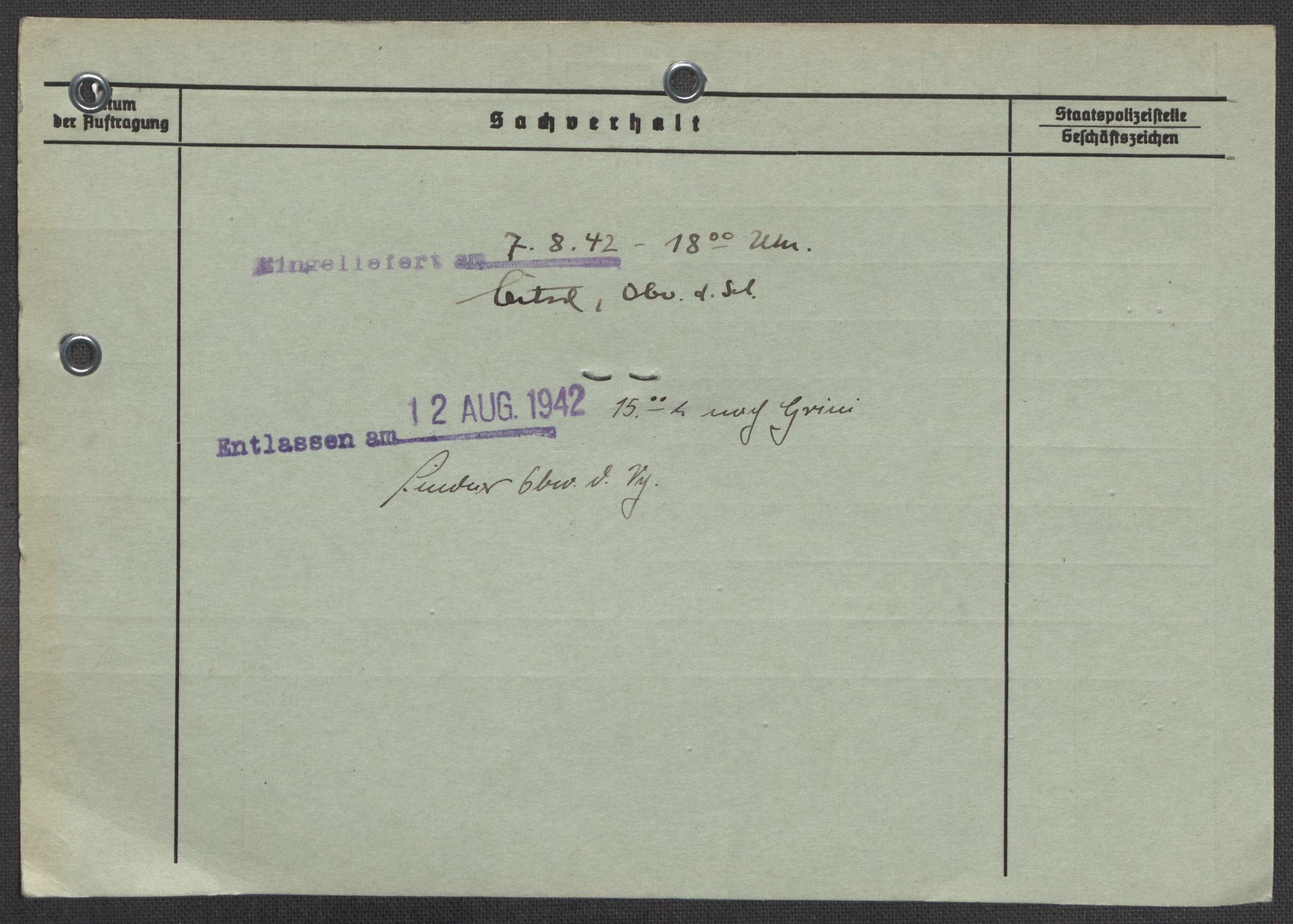 Befehlshaber der Sicherheitspolizei und des SD, AV/RA-RAFA-5969/E/Ea/Eaa/L0005: Register over norske fanger i Møllergata 19: Hø-Kj, 1940-1945, p. 1398