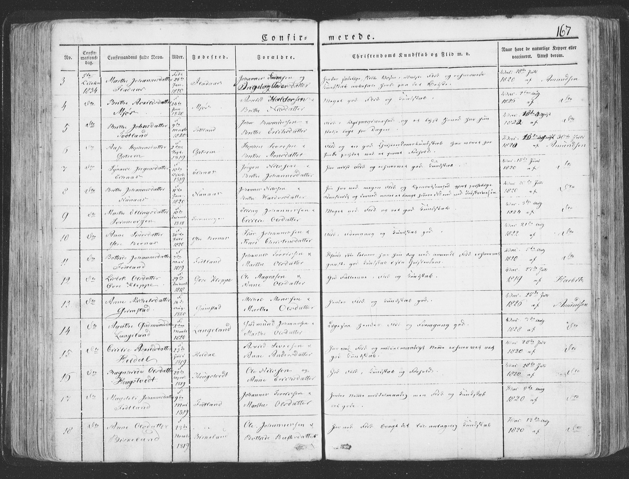 Hosanger sokneprestembete, AV/SAB-A-75801/H/Haa: Parish register (official) no. A 6, 1824-1835, p. 167