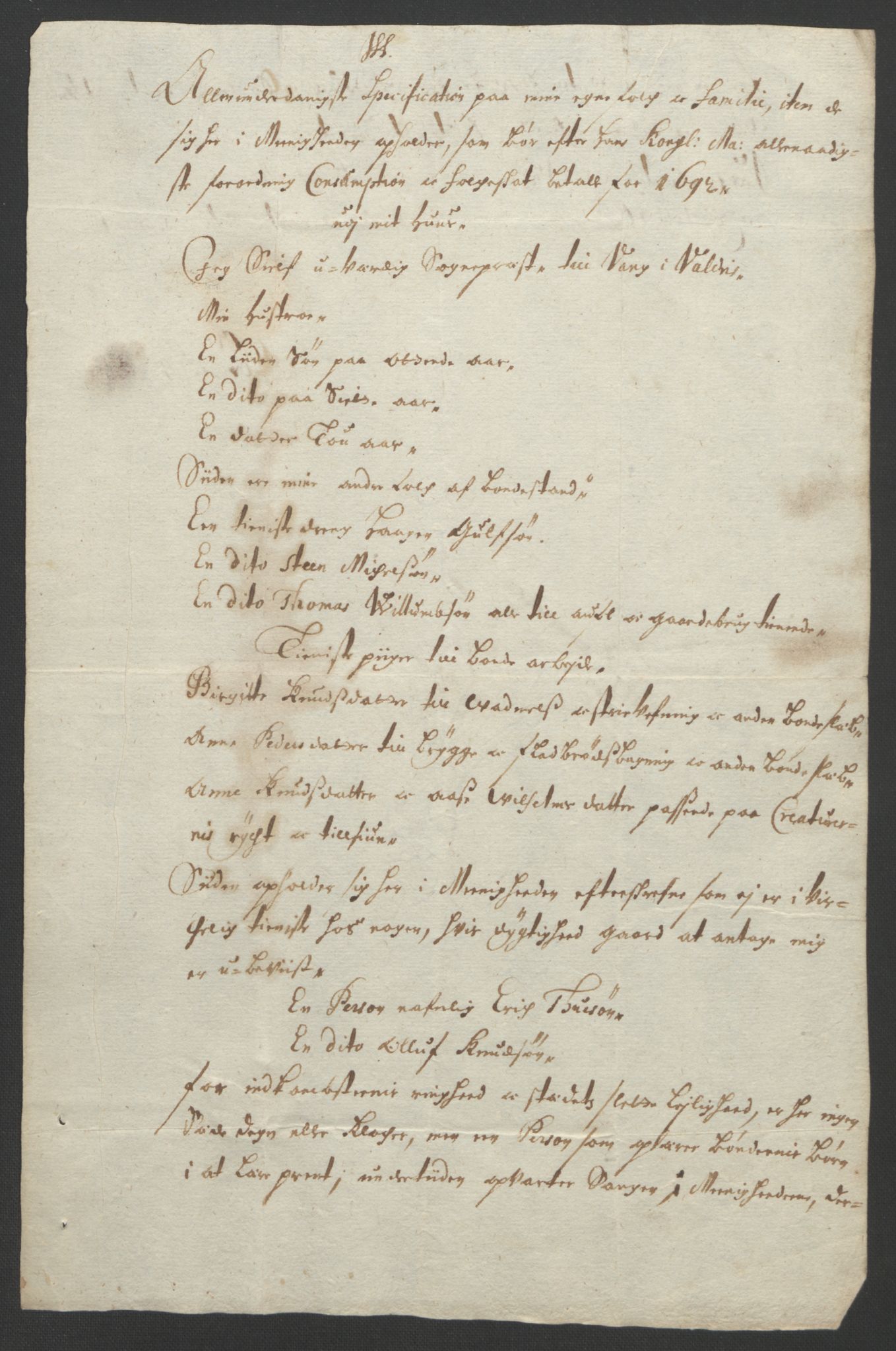 Rentekammeret inntil 1814, Reviderte regnskaper, Fogderegnskap, AV/RA-EA-4092/R18/L1291: Fogderegnskap Hadeland, Toten og Valdres, 1692, p. 133