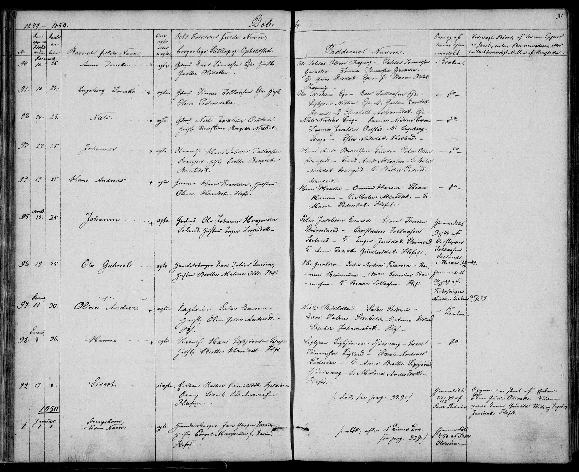 Flekkefjord sokneprestkontor, SAK/1111-0012/F/Fb/Fbc/L0005: Parish register (copy) no. B 5, 1846-1866, p. 31