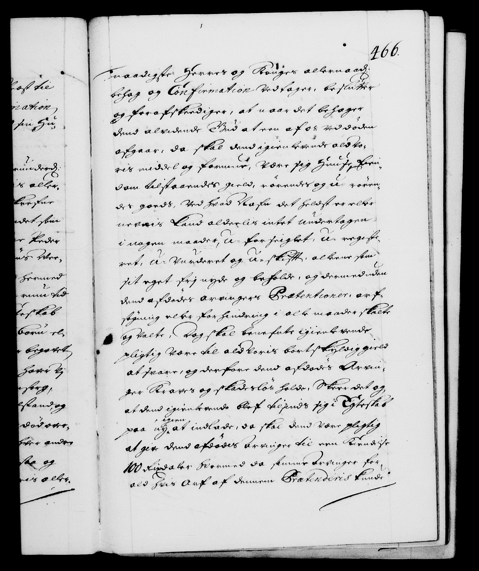 Danske Kanselli 1572-1799, AV/RA-EA-3023/F/Fc/Fca/Fcaa/L0016: Norske registre (mikrofilm), 1692-1697, p. 466a
