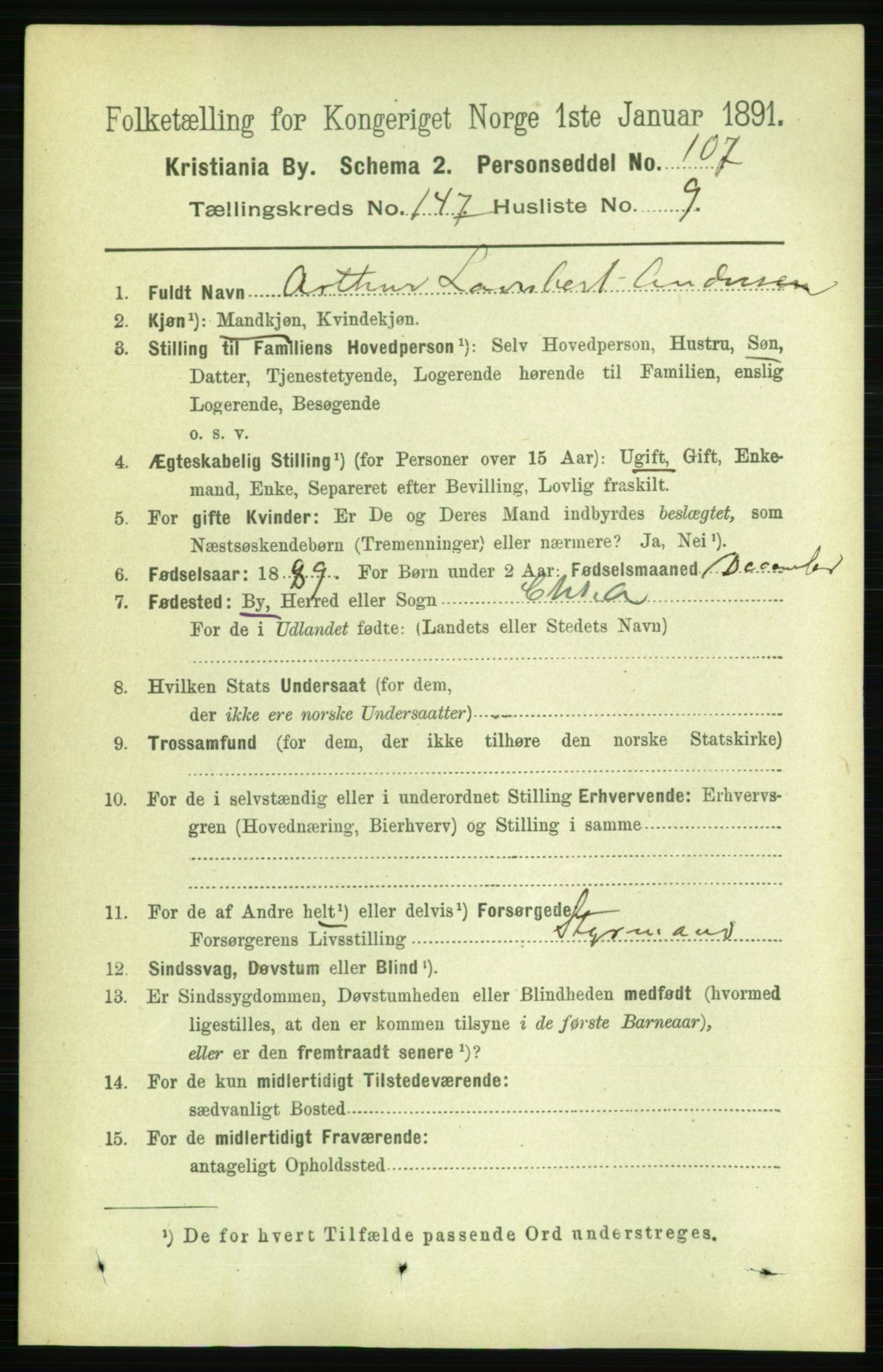 RA, 1891 census for 0301 Kristiania, 1891, p. 81908