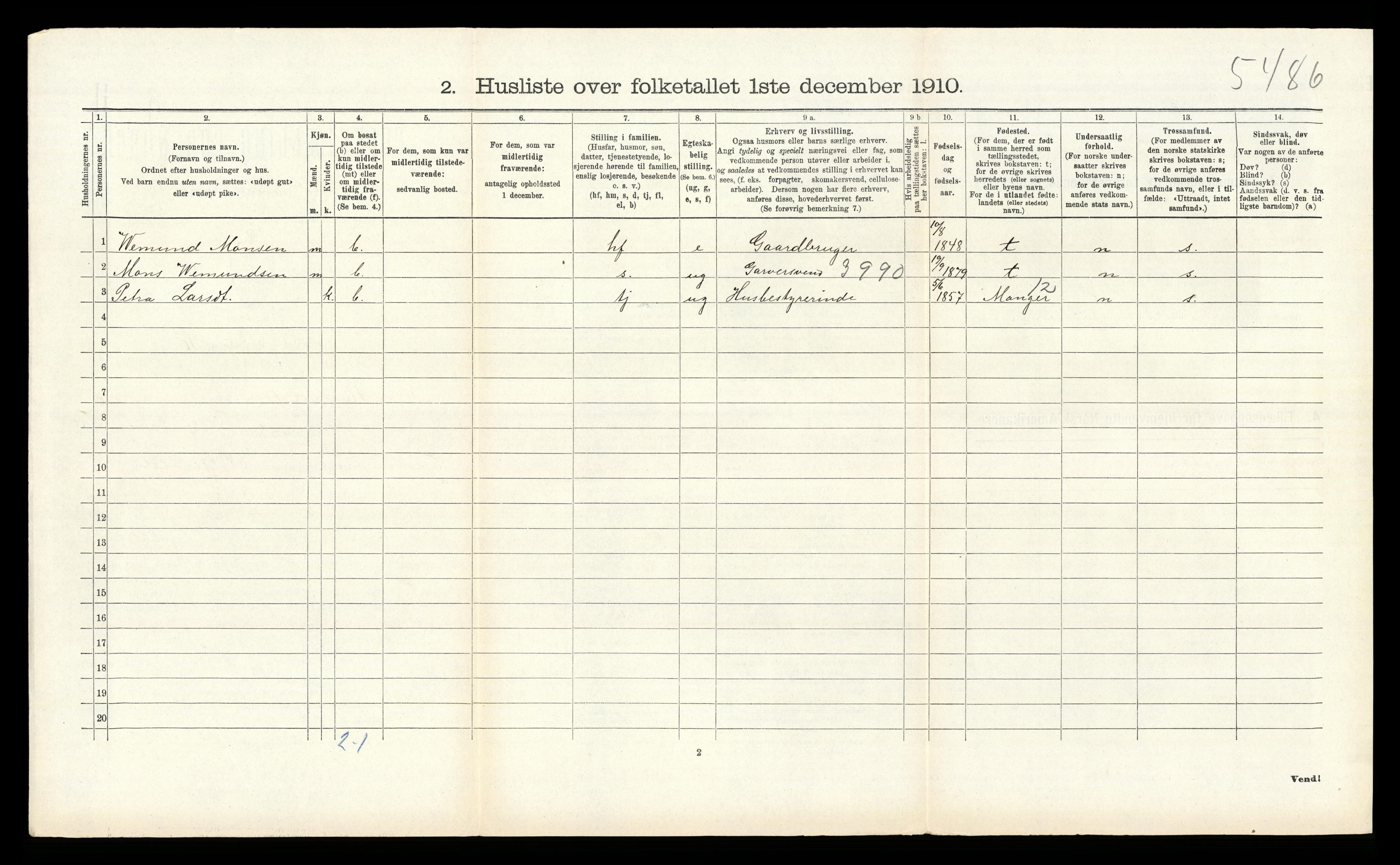 RA, 1910 census for Alversund, 1910, p. 781