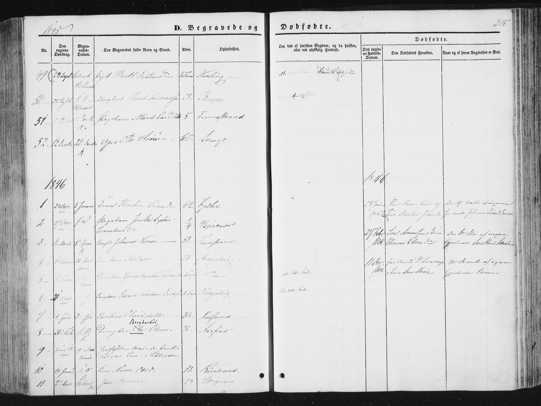 Ministerialprotokoller, klokkerbøker og fødselsregistre - Nord-Trøndelag, SAT/A-1458/780/L0640: Parish register (official) no. 780A05, 1845-1856, p. 215