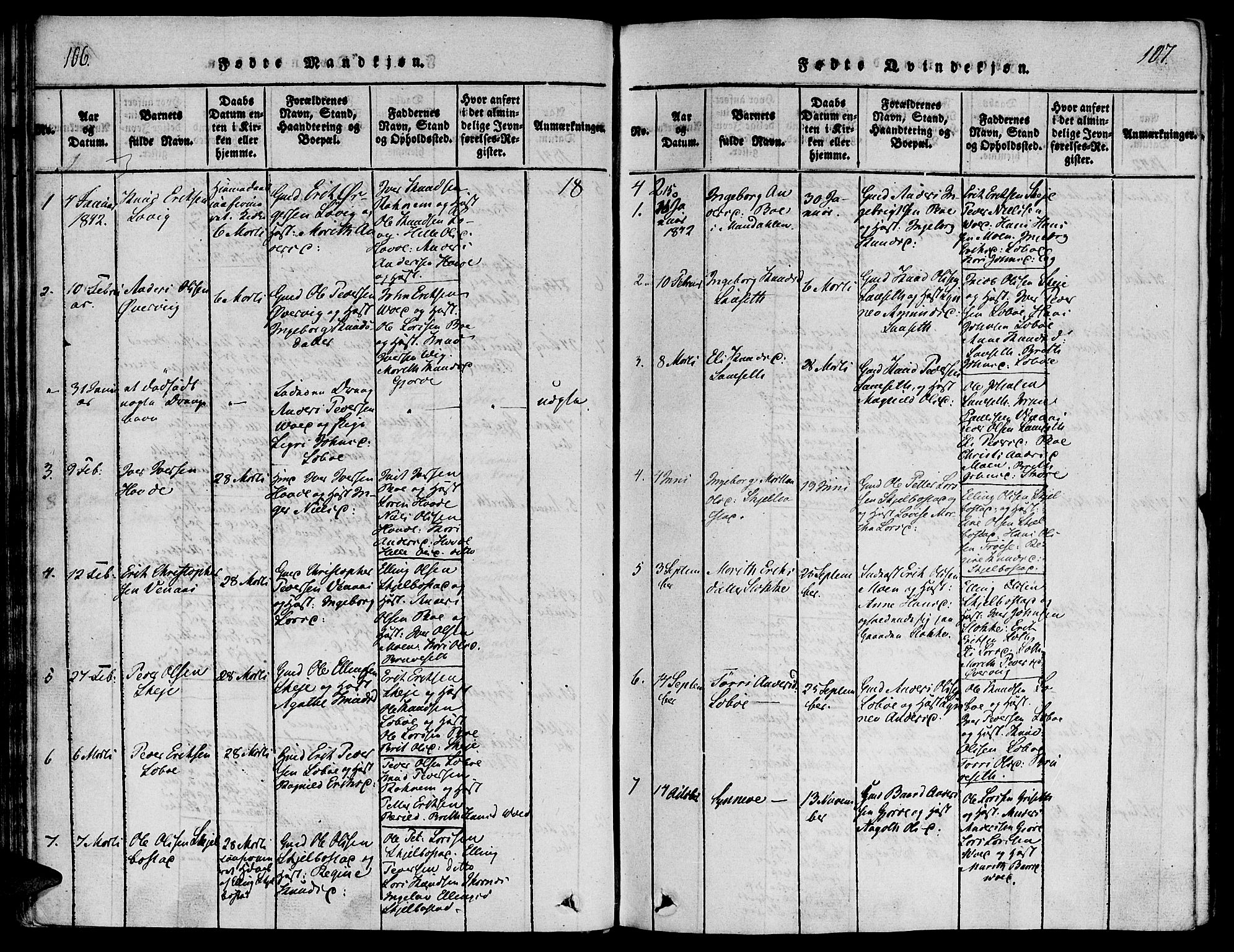Ministerialprotokoller, klokkerbøker og fødselsregistre - Møre og Romsdal, SAT/A-1454/543/L0561: Parish register (official) no. 543A01, 1818-1853, p. 106-107