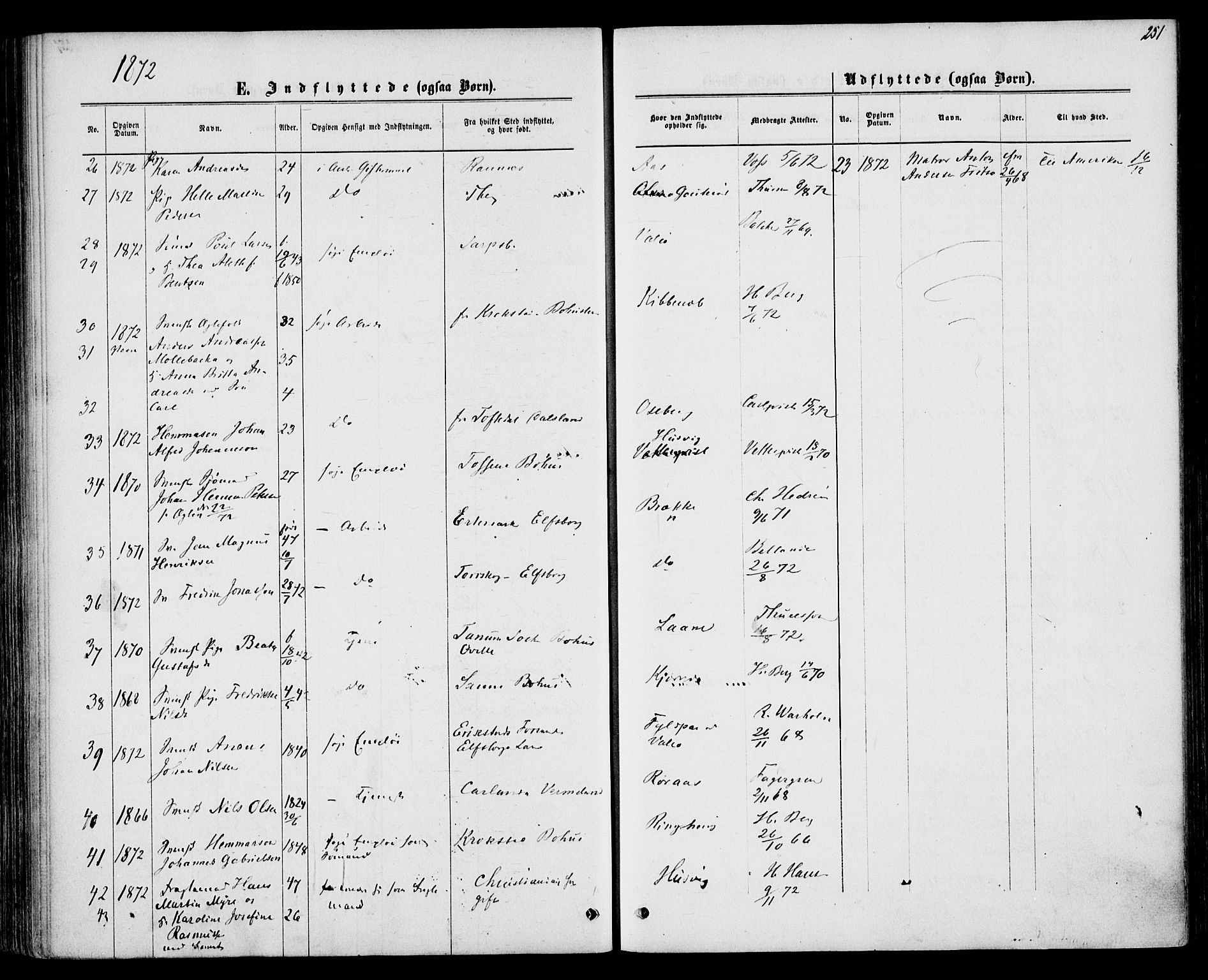 Sem kirkebøker, AV/SAKO-A-5/F/Fa/L0008: Parish register (official) no. I 8, 1866-1873, p. 251