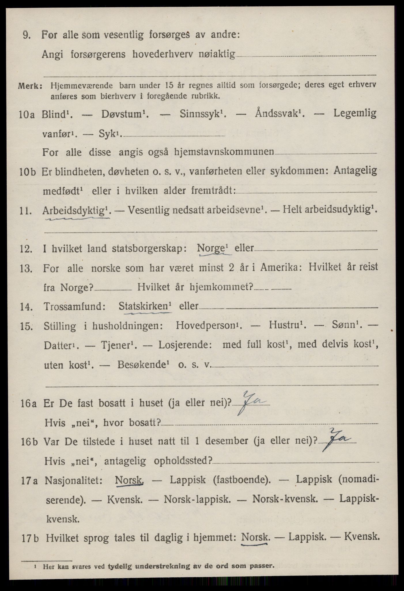 SAT, 1920 census for Agdenes, 1920, p. 2428