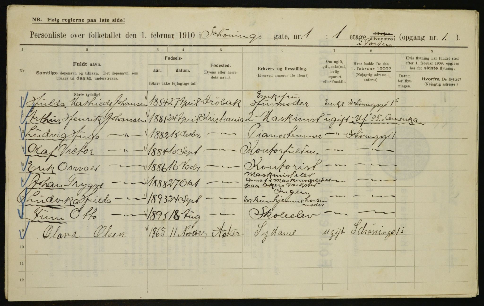 OBA, Municipal Census 1910 for Kristiania, 1910, p. 89136