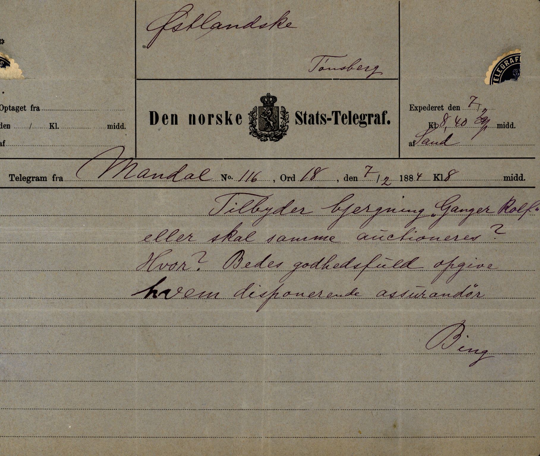 Pa 63 - Østlandske skibsassuranceforening, VEMU/A-1079/G/Ga/L0017/0011: Havaridokumenter / Andover, Amicitia, Bratsberg, Ganger Rolf, 1884, p. 122