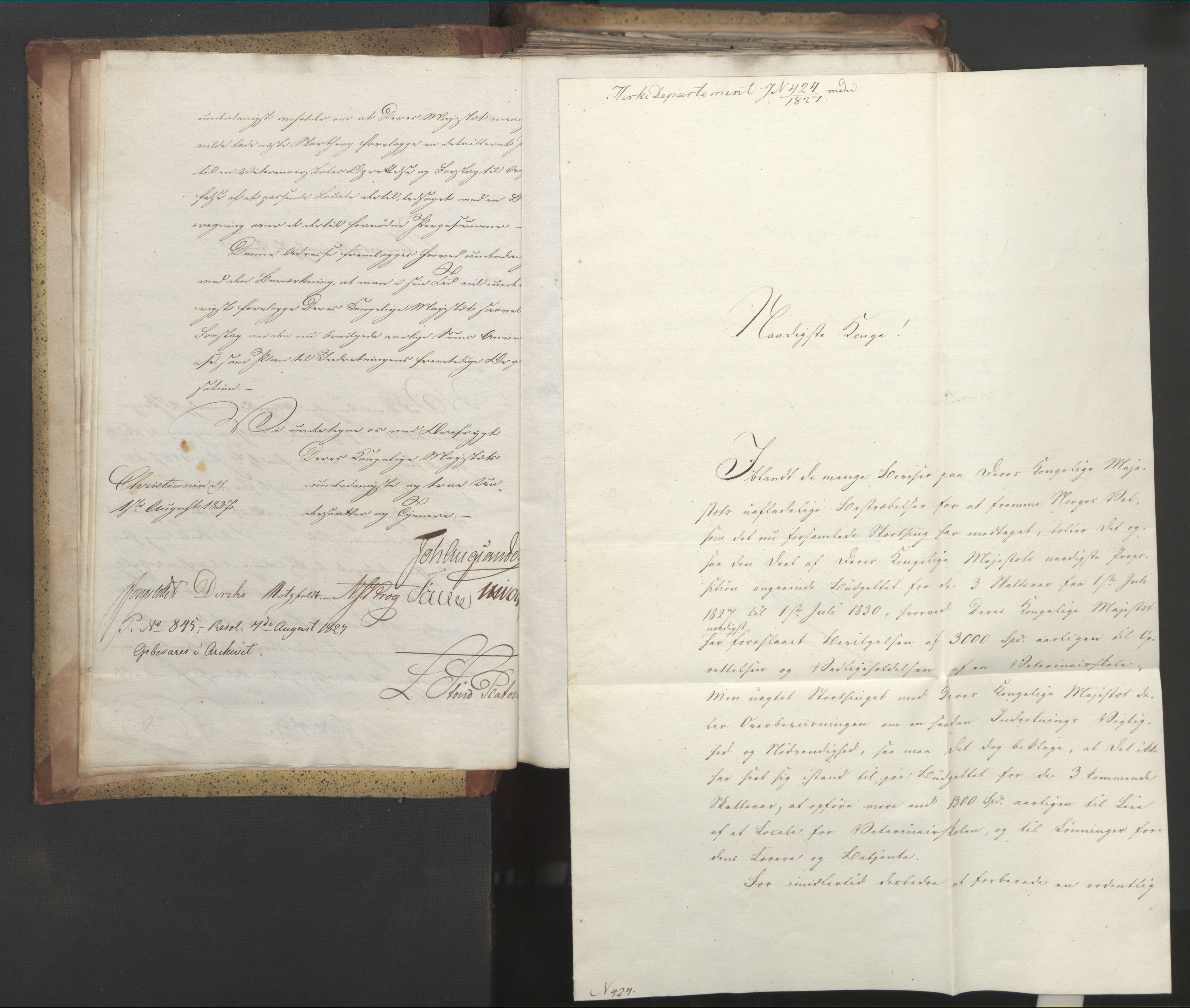 Statsrådsavdelingen i Stockholm, AV/RA-S-1003/D/Da/L0052: Regjeringsinnstillinger nr. 4566-4799, 1827, p. 7