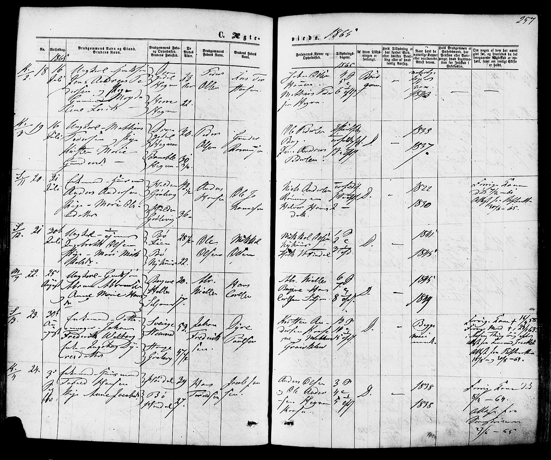 Solum kirkebøker, SAKO/A-306/F/Fa/L0008: Parish register (official) no. I 8, 1865-1876, p. 257