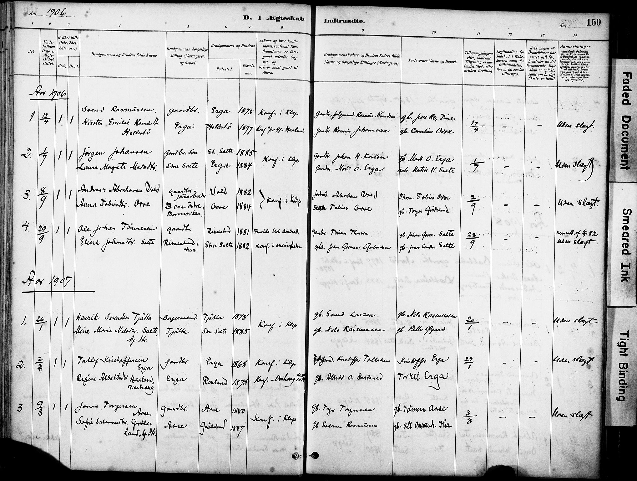 Klepp sokneprestkontor, AV/SAST-A-101803/001/3/30BA/L0007: Parish register (official) no. A 8, 1886-1912, p. 159