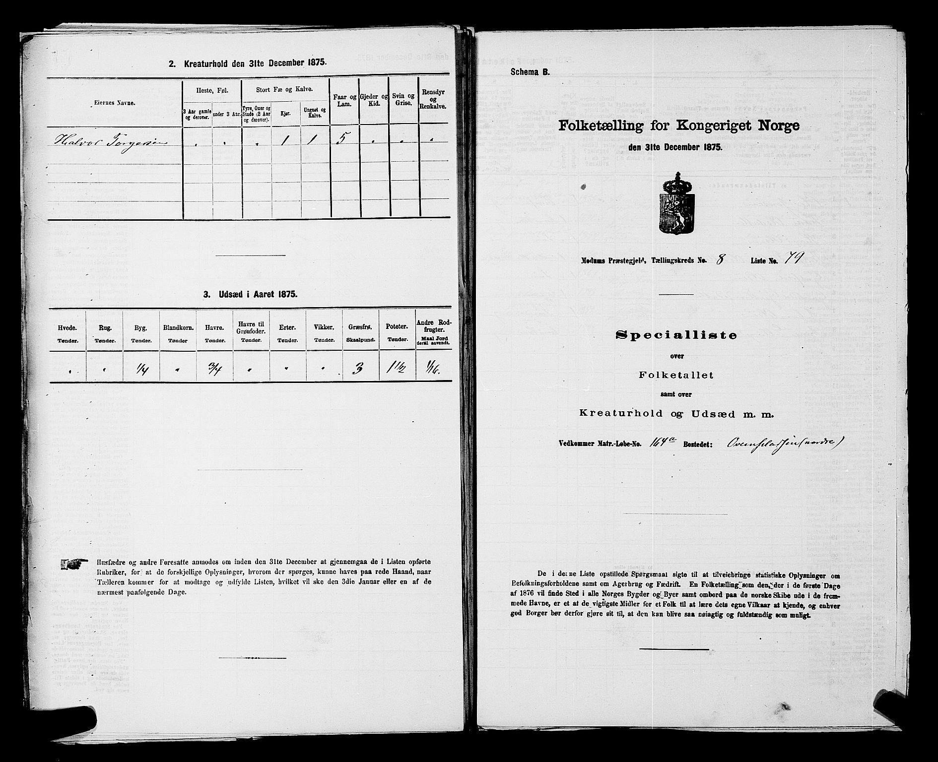 SAKO, 1875 census for 0623P Modum, 1875, p. 1028