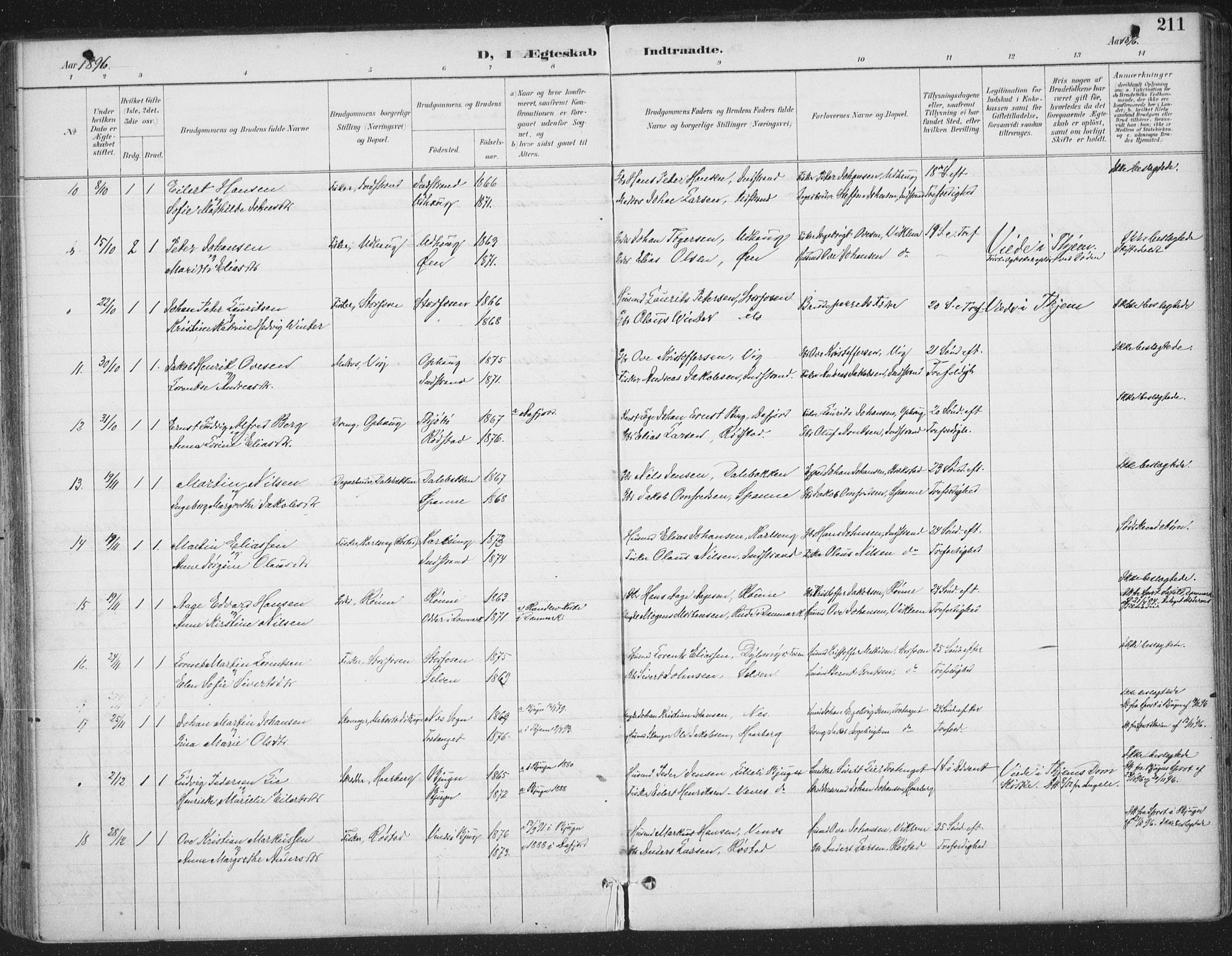 Ministerialprotokoller, klokkerbøker og fødselsregistre - Sør-Trøndelag, AV/SAT-A-1456/659/L0743: Parish register (official) no. 659A13, 1893-1910, p. 211