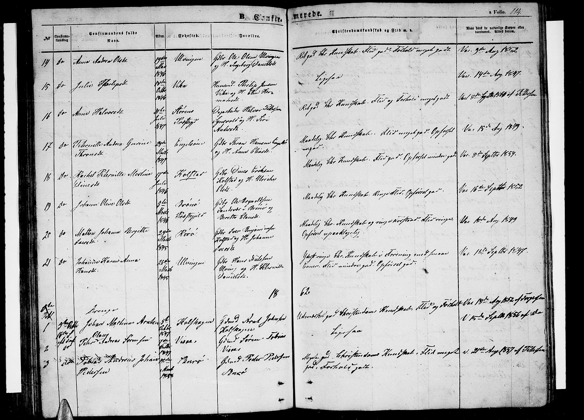 Ministerialprotokoller, klokkerbøker og fødselsregistre - Nordland, SAT/A-1459/816/L0251: Parish register (copy) no. 816C01, 1852-1870, p. 114