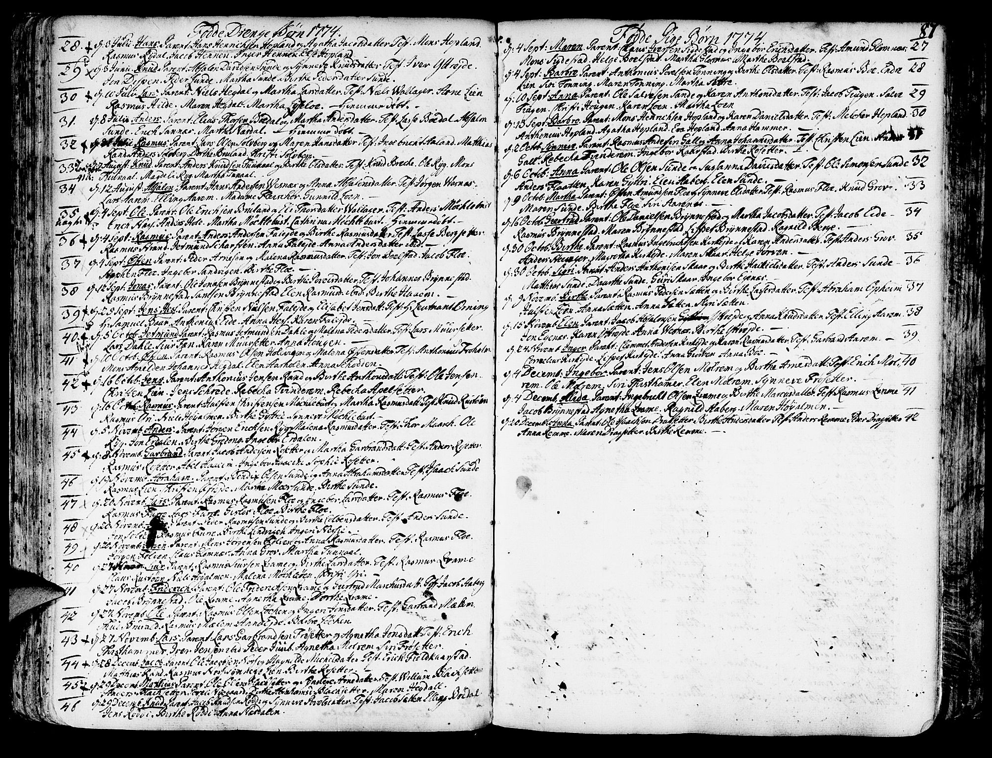 Innvik sokneprestembete, SAB/A-80501: Parish register (official) no. A 1, 1750-1816, p. 87