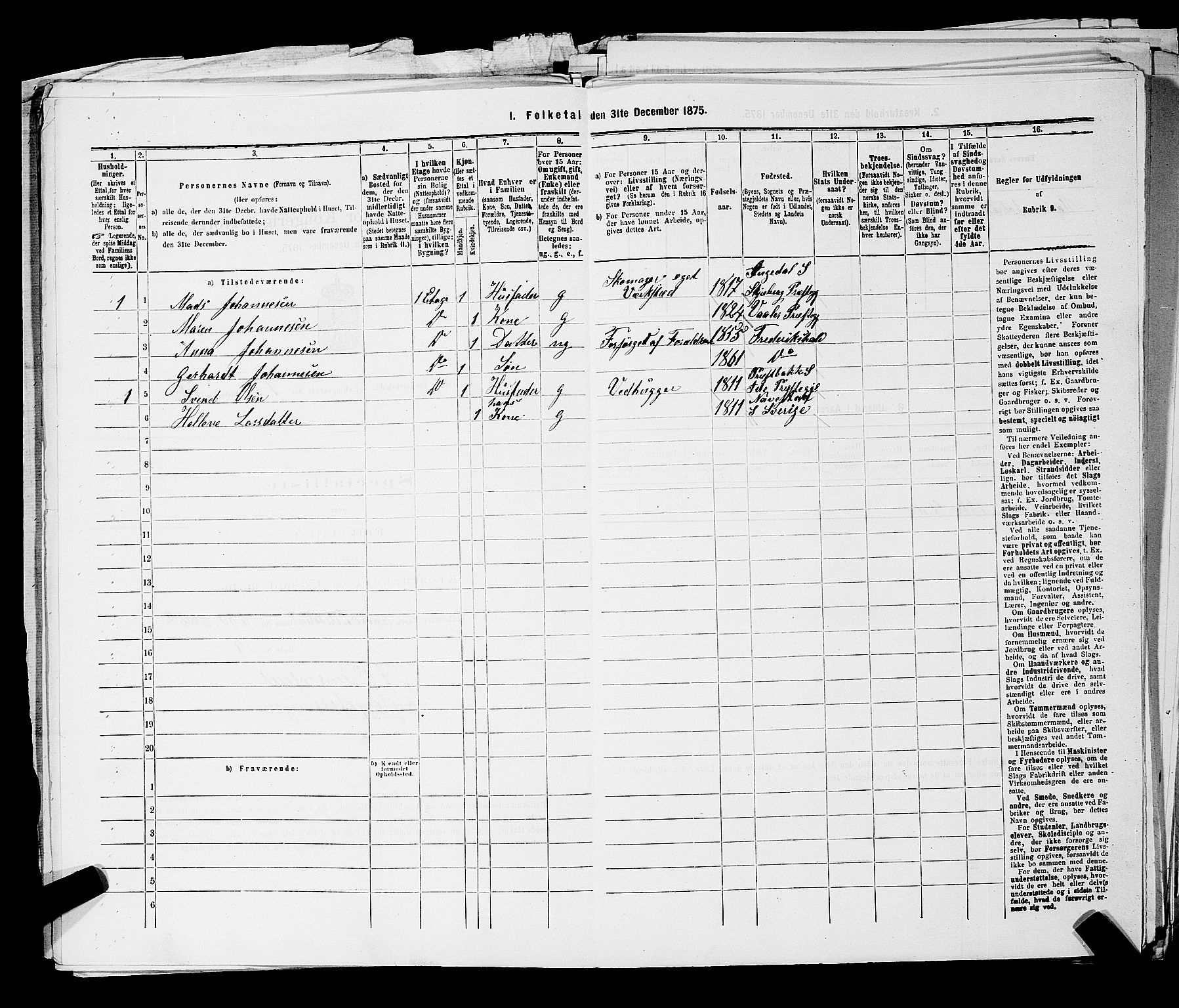 RA, 1875 census for 0101P Fredrikshald, 1875, p. 1450