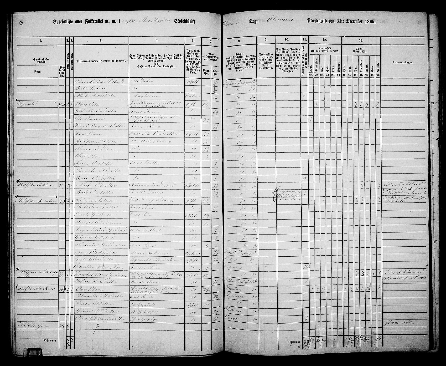 RA, 1865 census for Elverum, 1865, p. 121