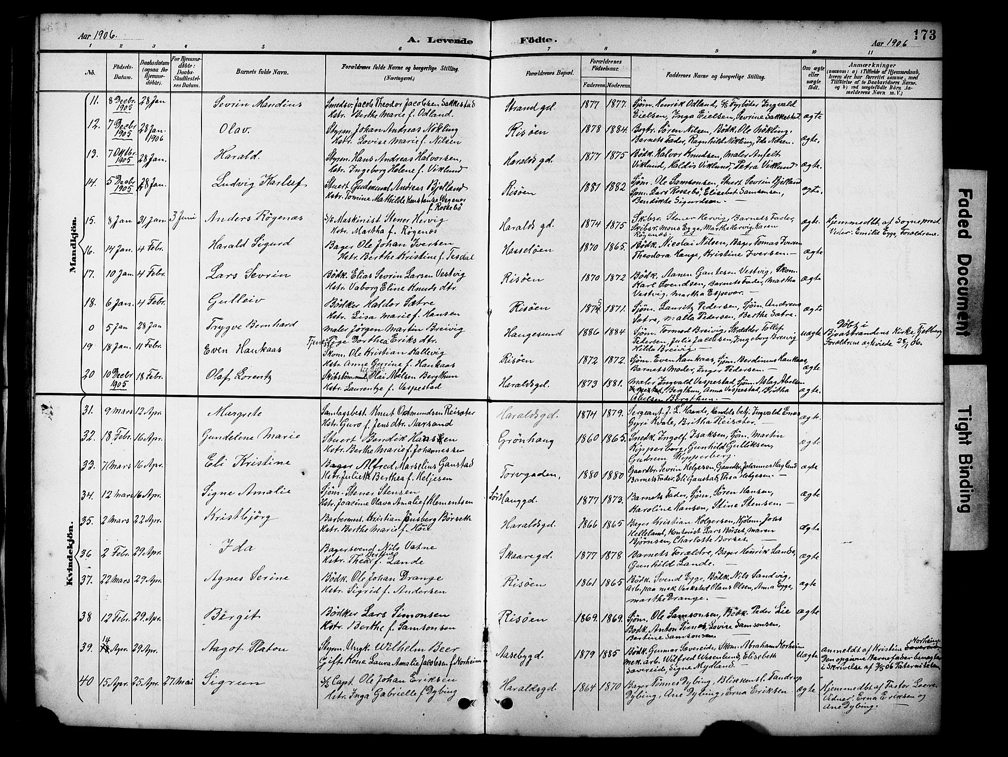 Haugesund sokneprestkontor, SAST/A -101863/H/Ha/Hab/L0005: Parish register (copy) no. B 5, 1894-1908, p. 173