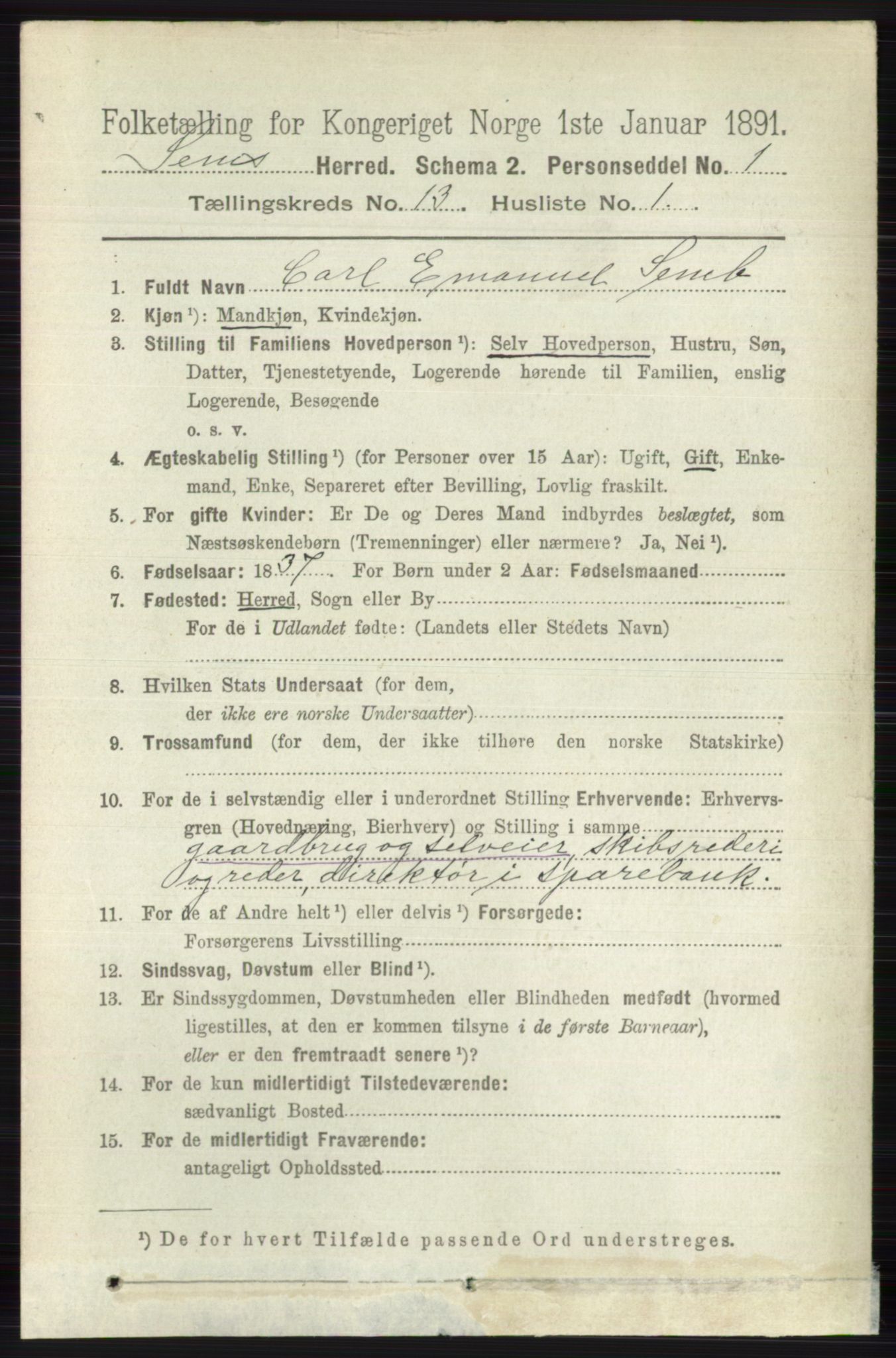 RA, 1891 census for 0721 Sem, 1891, p. 6399