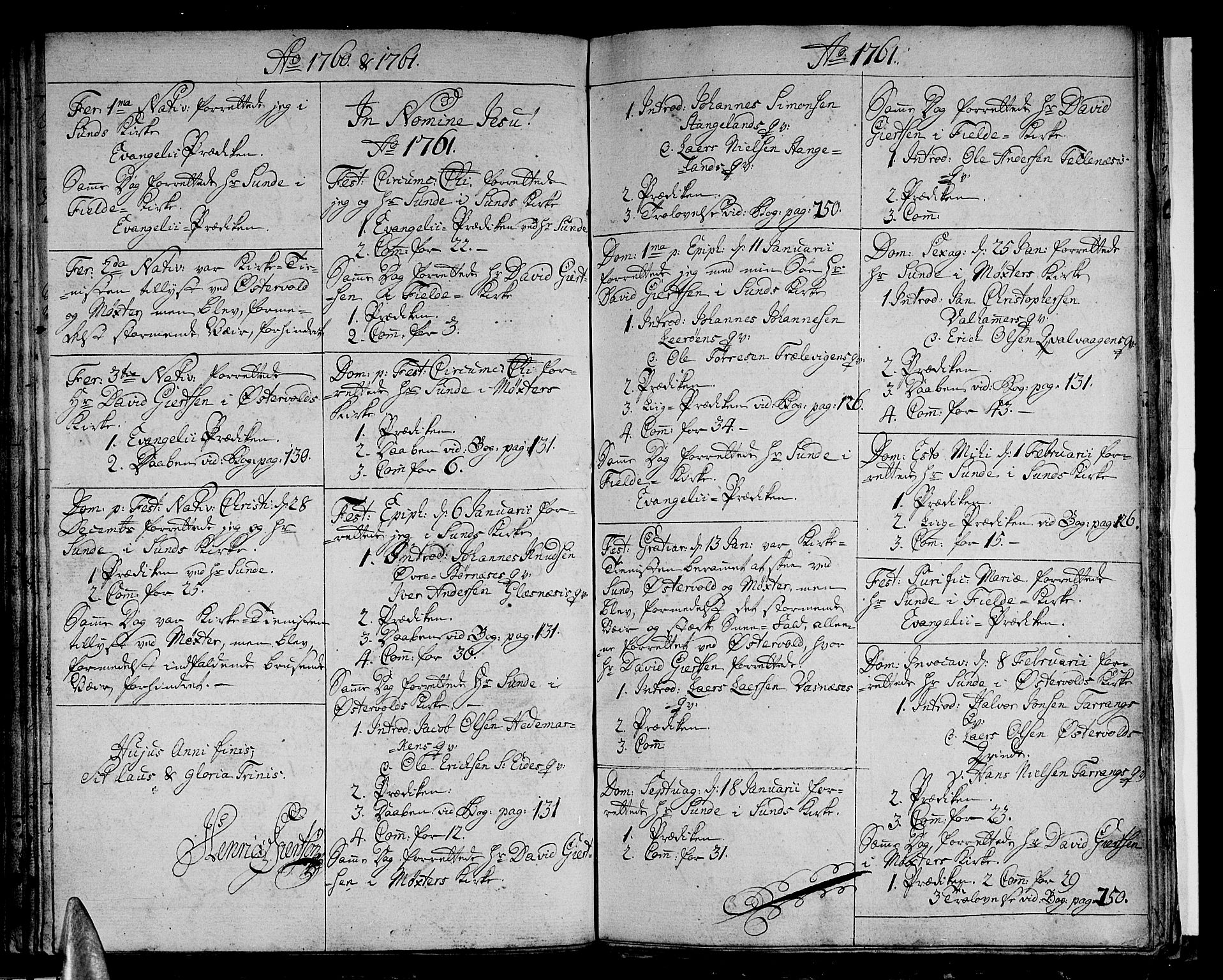 Sund sokneprestembete, AV/SAB-A-99930: Parish register (official) no. A 3, 1740-1769