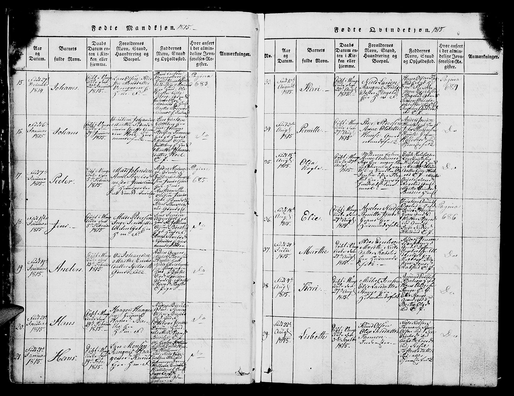 Vang prestekontor, Hedmark, AV/SAH-PREST-008/H/Ha/Hab/L0004: Parish register (copy) no. 4, 1813-1827, p. 19-20