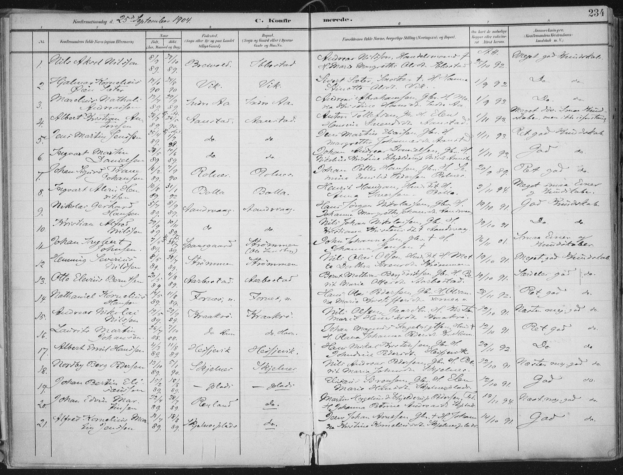 Ibestad sokneprestembete, AV/SATØ-S-0077/H/Ha/Haa/L0017kirke: Parish register (official) no. 17, 1901-1914, p. 234