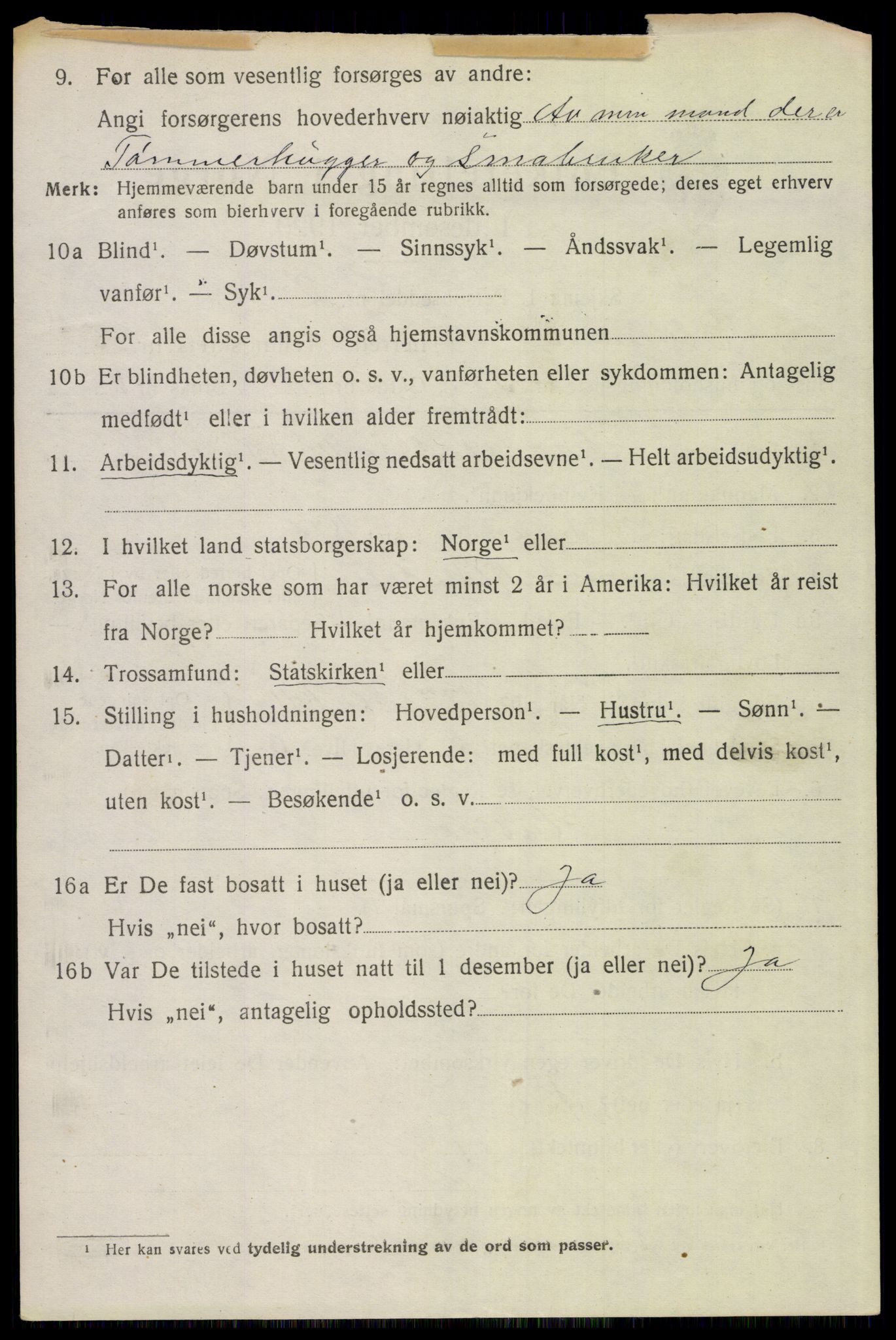 SAH, 1920 census for Elverum, 1920, p. 23607