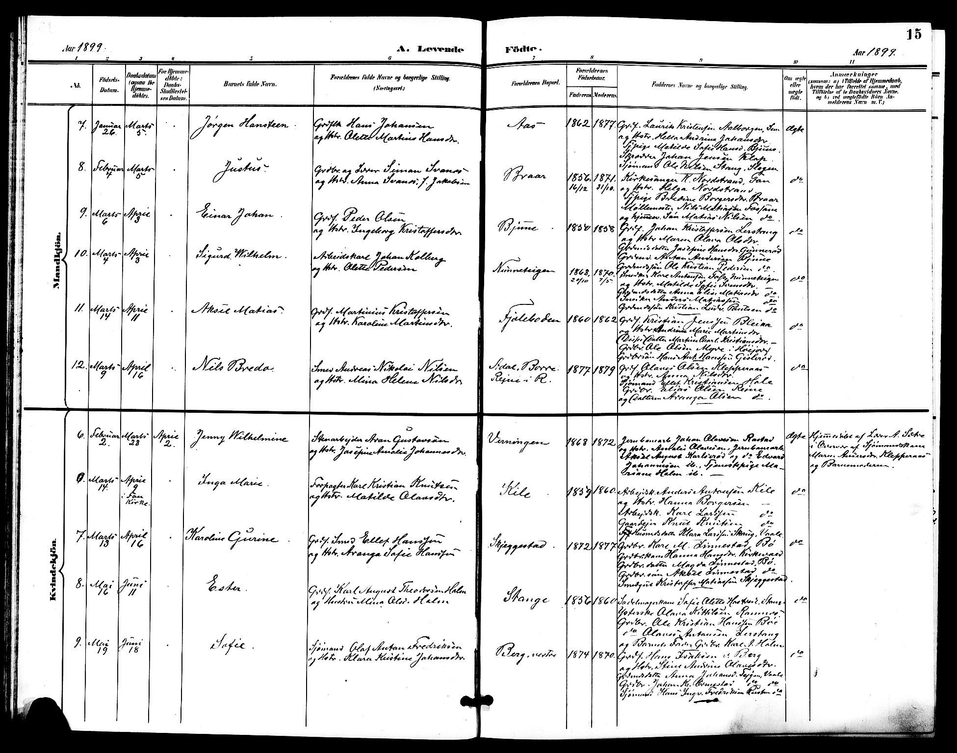 Ramnes kirkebøker, AV/SAKO-A-314/G/Ga/L0004: Parish register (copy) no. I 4, 1896-1911, p. 15