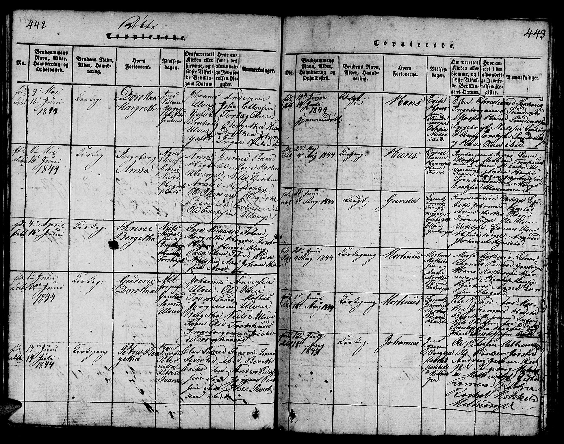 Ministerialprotokoller, klokkerbøker og fødselsregistre - Nord-Trøndelag, SAT/A-1458/730/L0298: Parish register (copy) no. 730C01, 1816-1849, p. 442-443