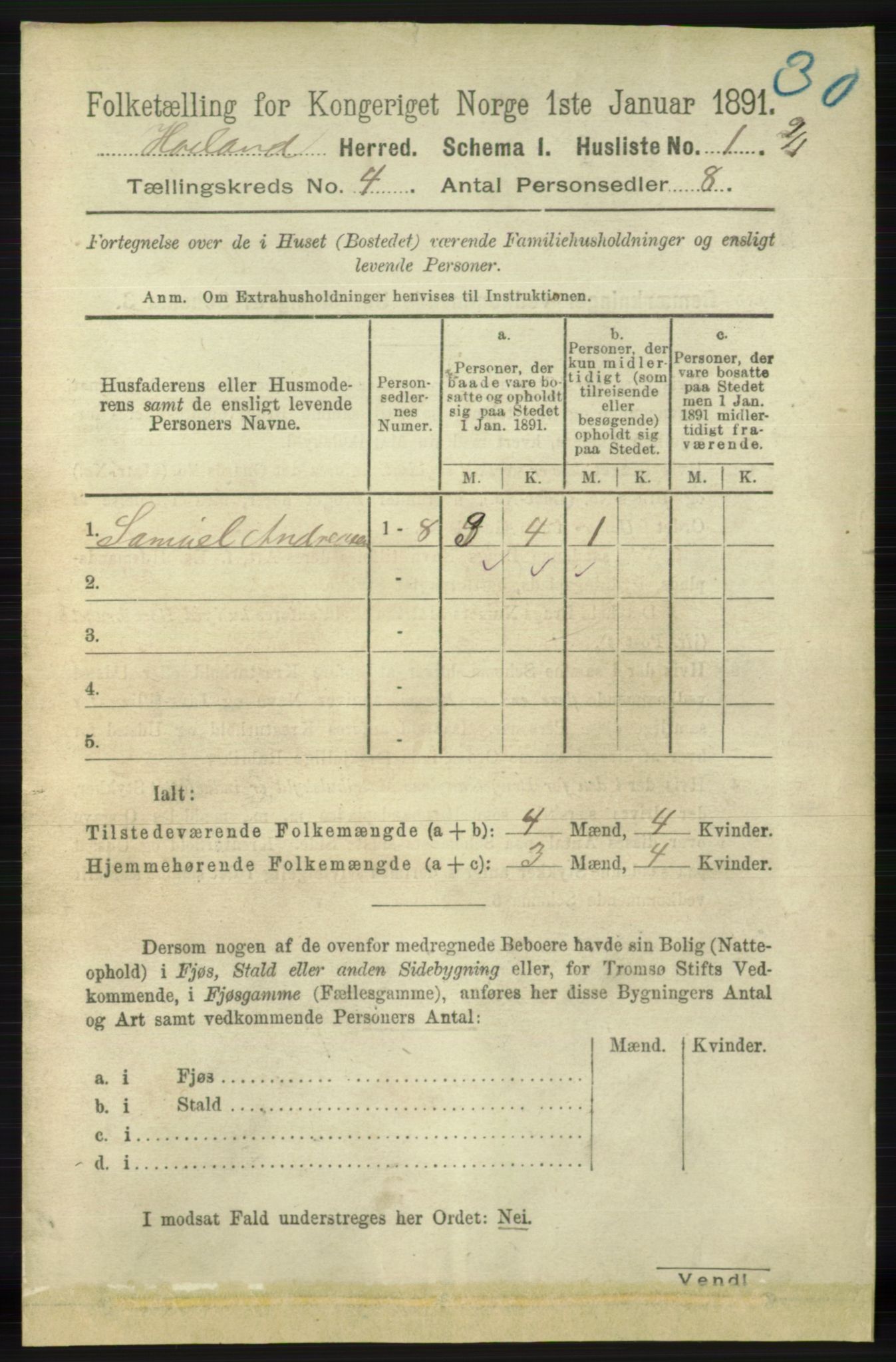 RA, 1891 census for 1123 Høyland, 1891, p. 964