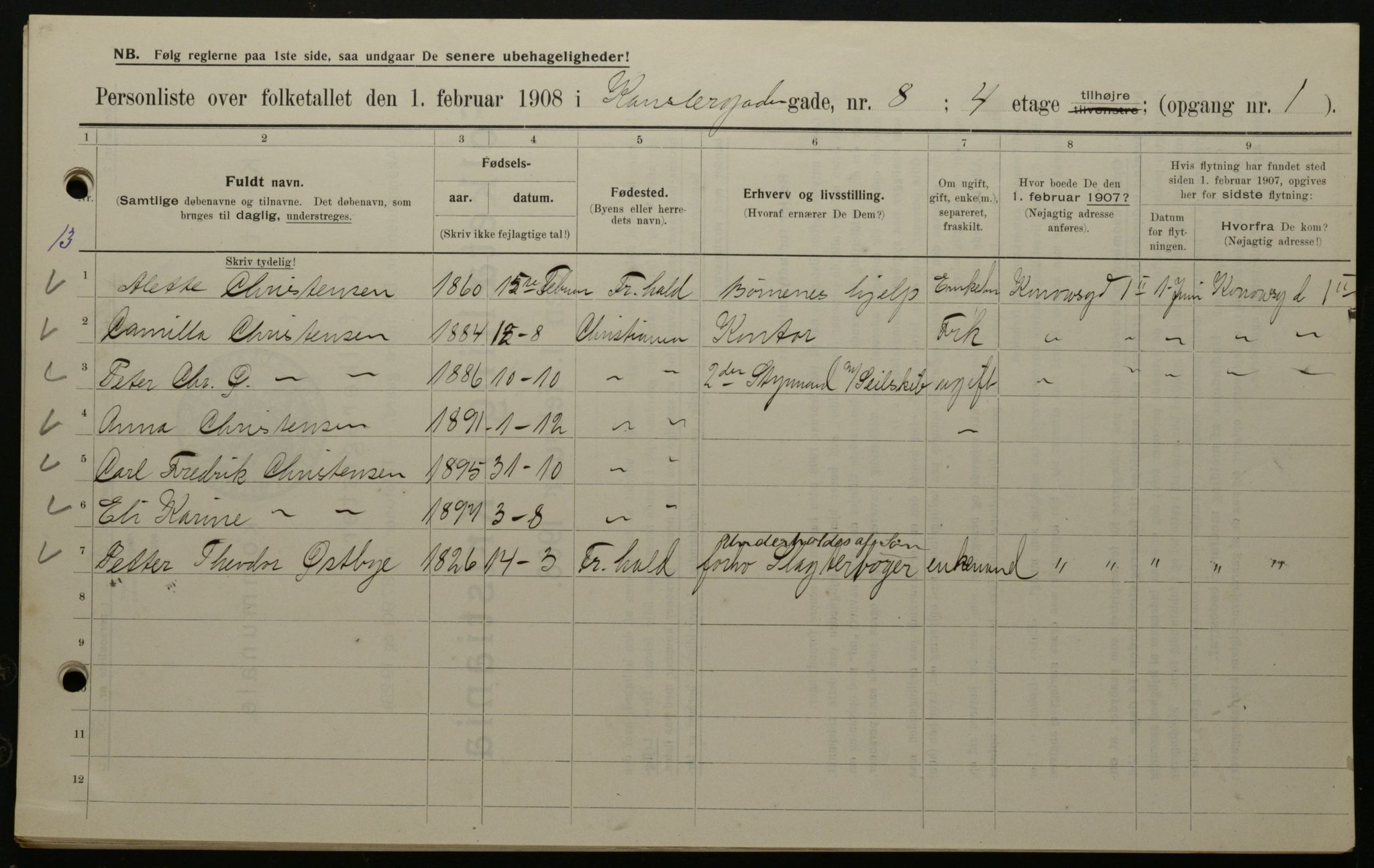 OBA, Municipal Census 1908 for Kristiania, 1908, p. 42966