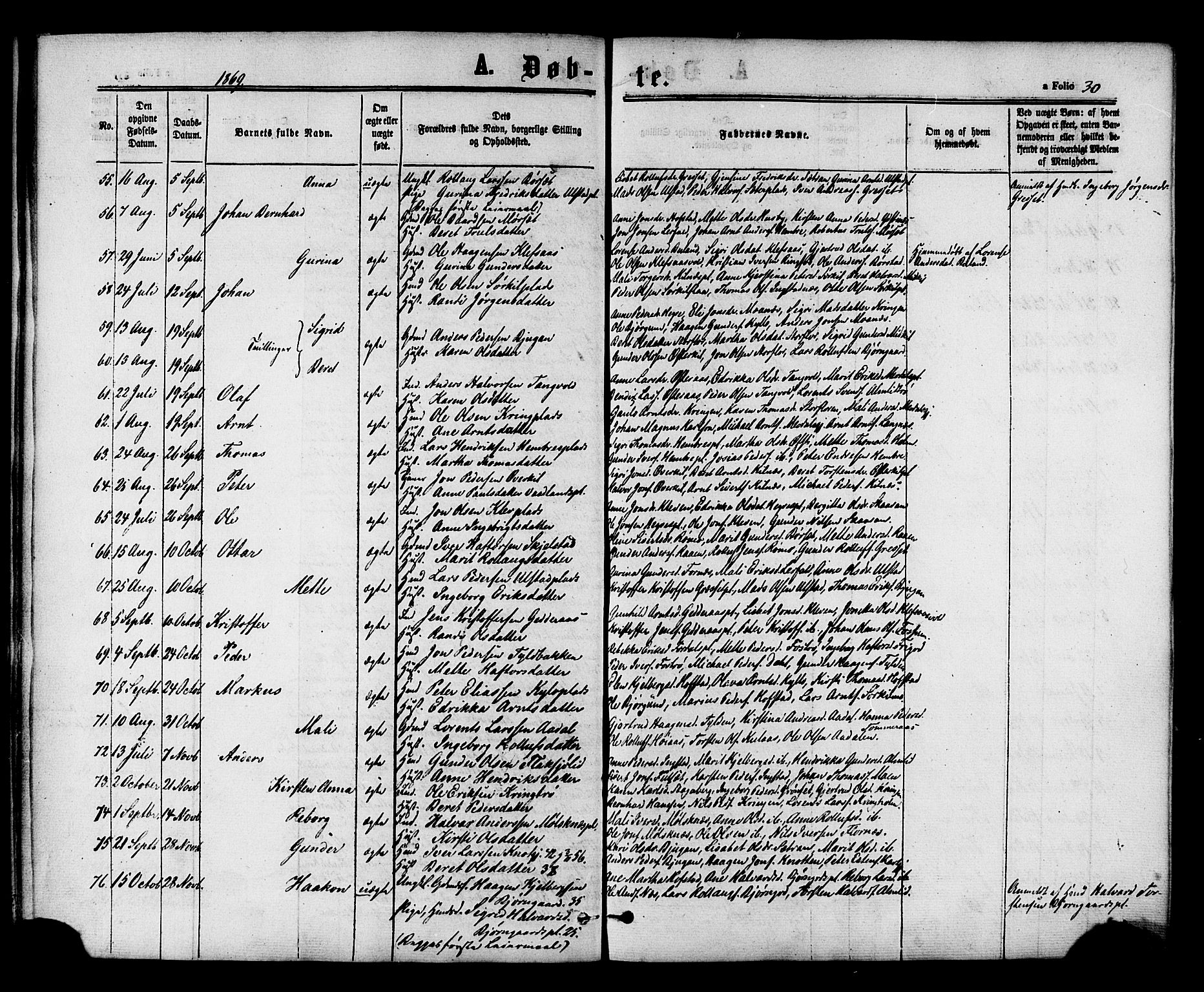 Ministerialprotokoller, klokkerbøker og fødselsregistre - Nord-Trøndelag, SAT/A-1458/703/L0029: Parish register (official) no. 703A02, 1863-1879, p. 30